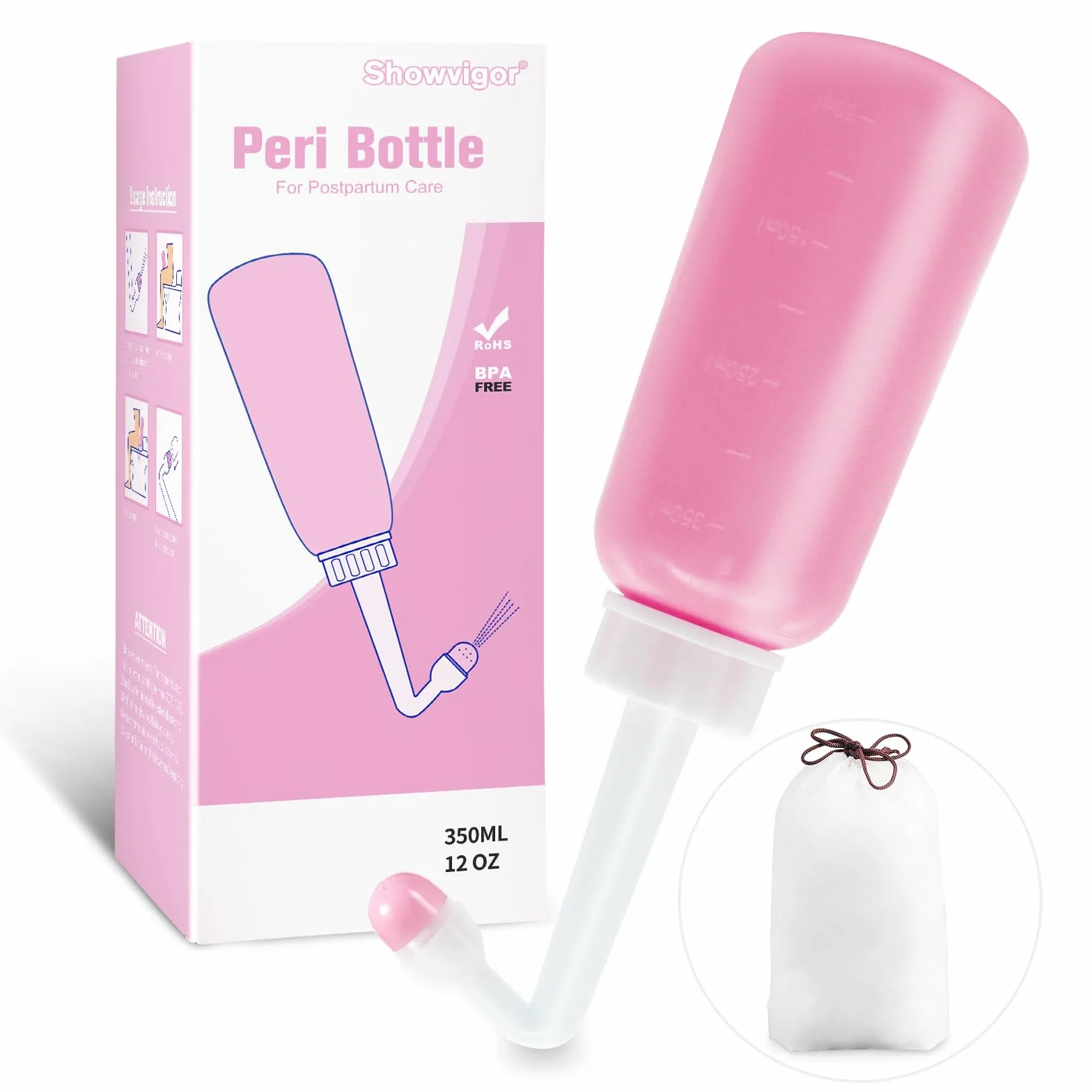 Bidet Portatil 350ml Botella Perineal Postparto con Tasche Impermeabili