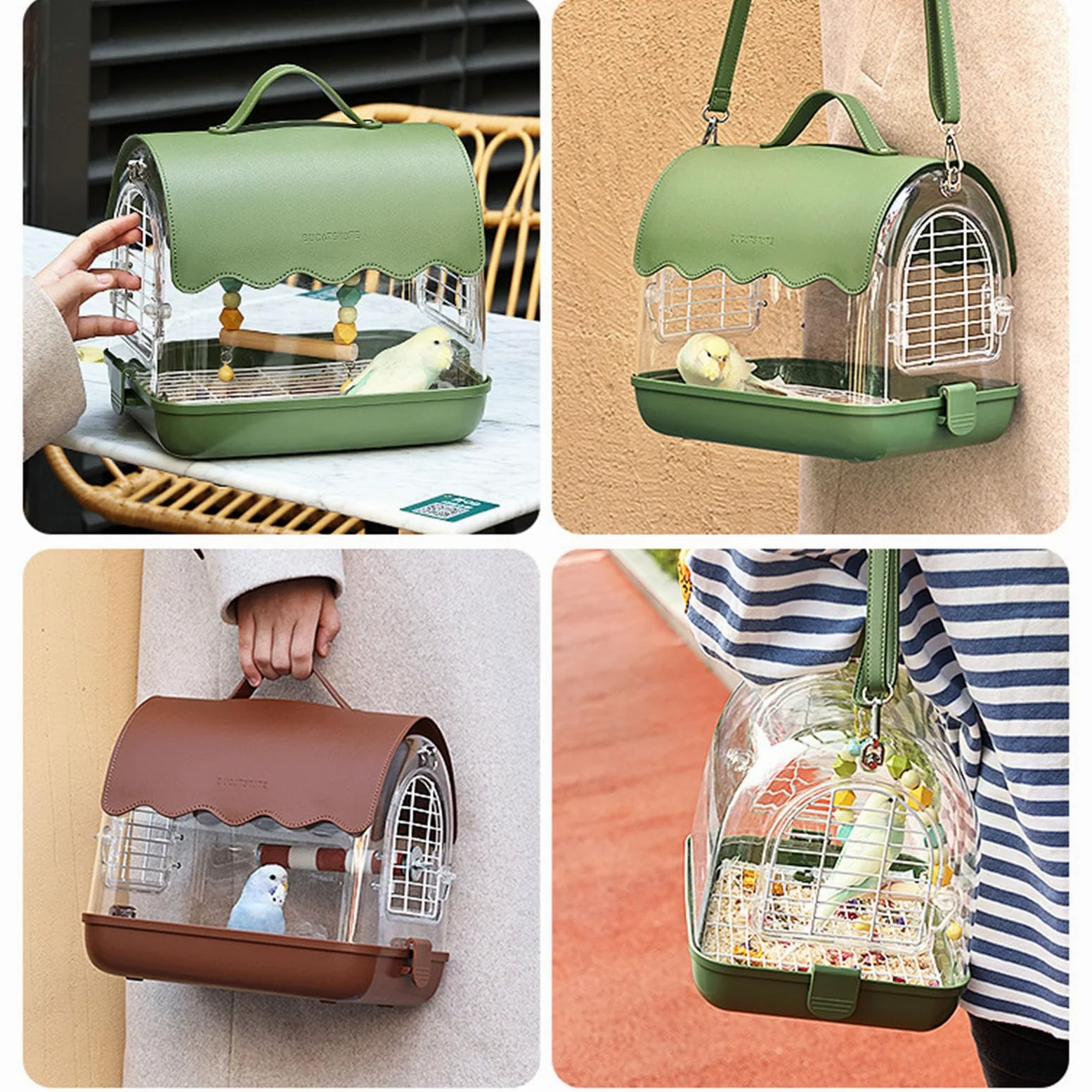 Transportadores de pájaros acrílicos para pájaros pequeños, jaula de seguridad para loros de jardín para loros de agapornis, jilgueros, jaula ventilada para loros