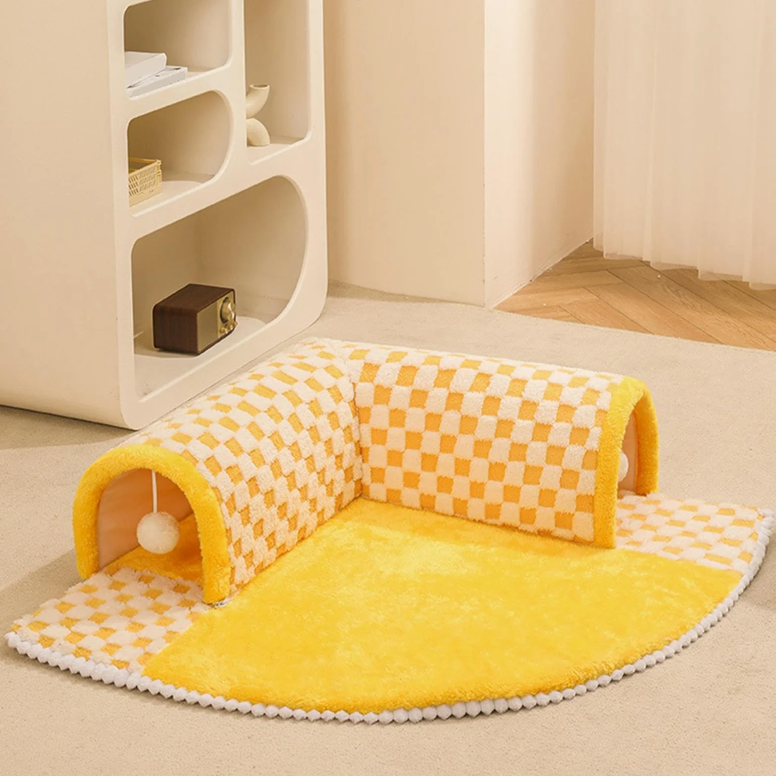 Cuna túnel para gatos, base antideslizante escondite de juego para mascotas – Caseta Peekaboo para gatos | Para gatos y conejos, para dormir, dormir, descansar y