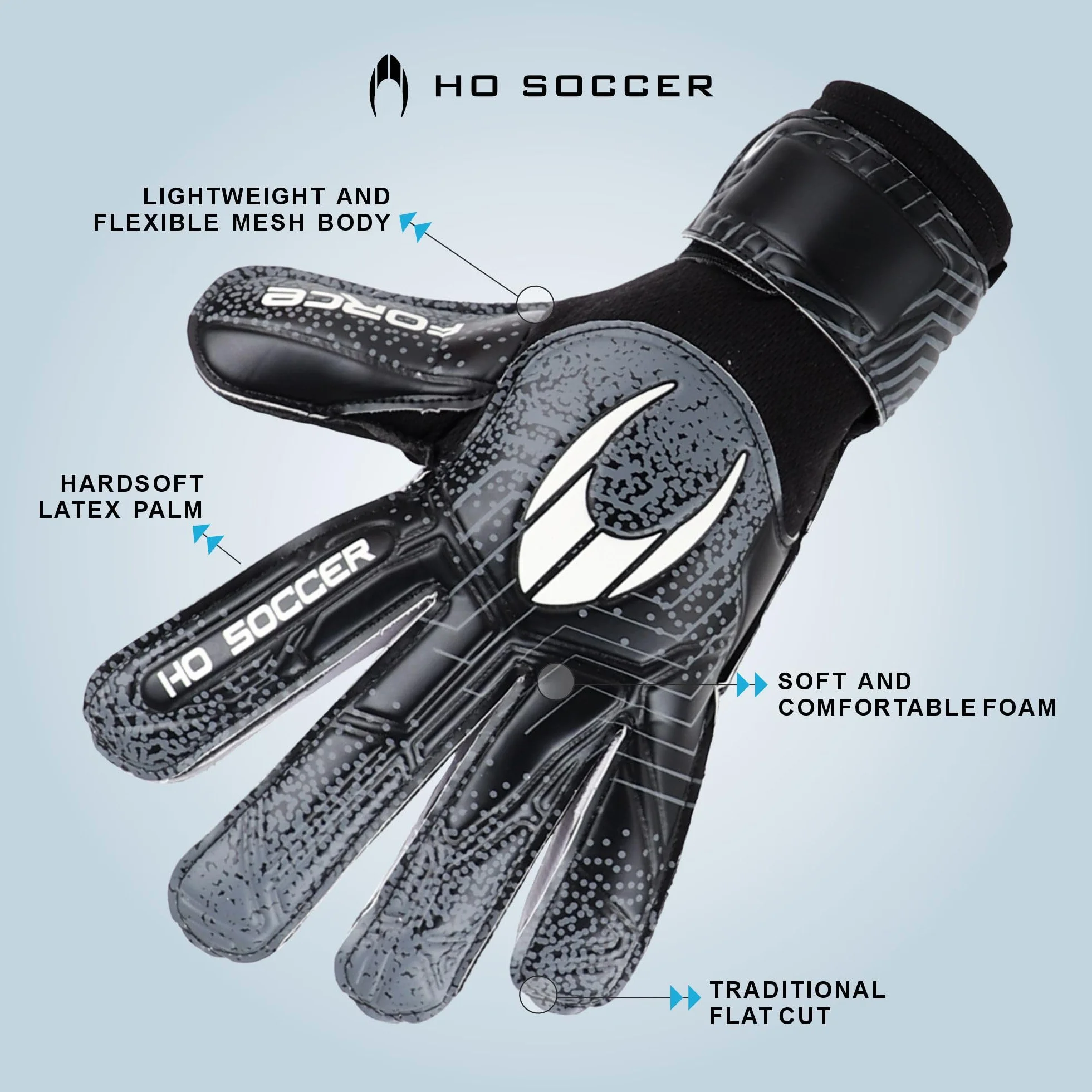HO Soccer Force Black Guantes de Portero Niños