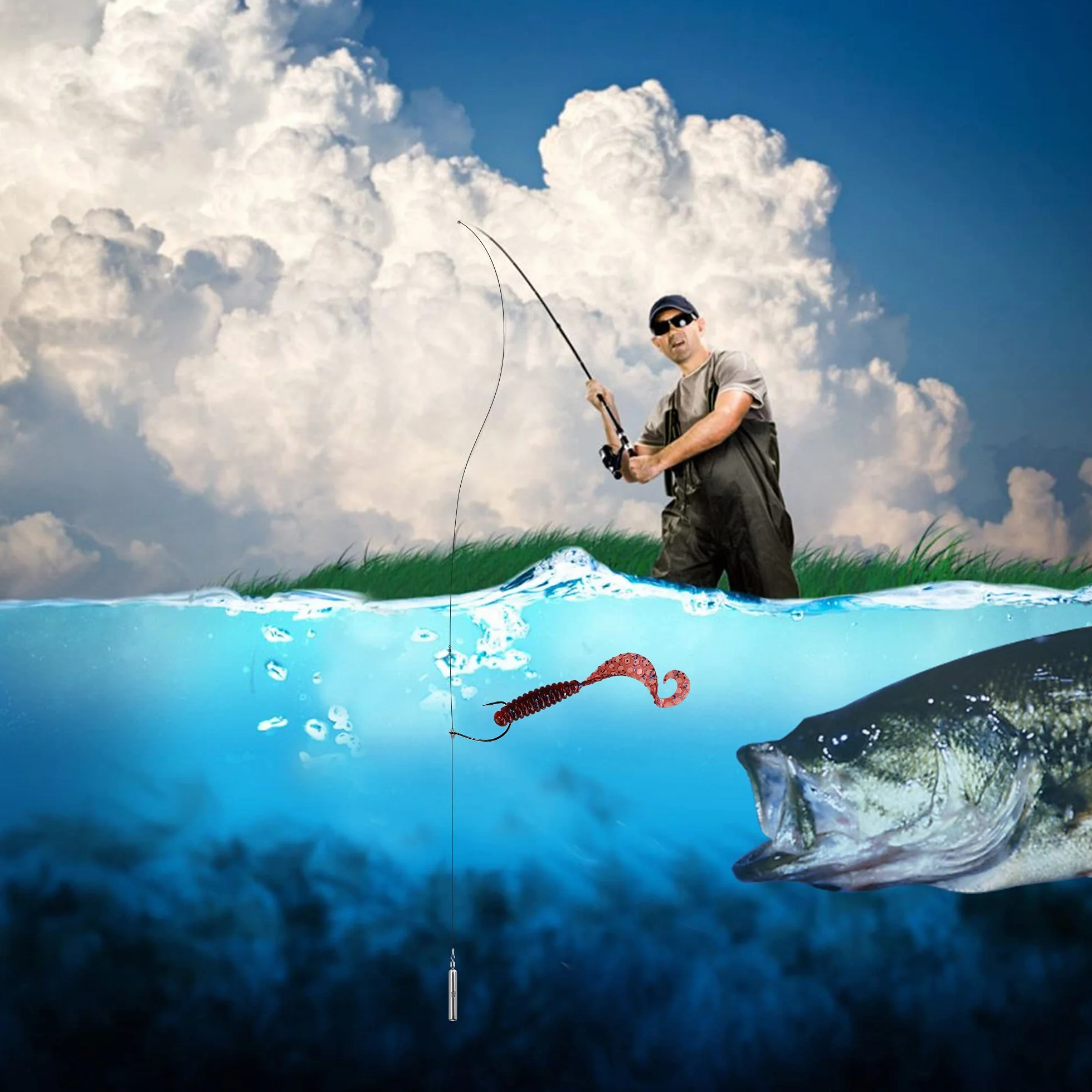 THKFISH Kit de Anzuelo de Pesca con Plomos y Líder para Trucha Lucio Dropshot Rig