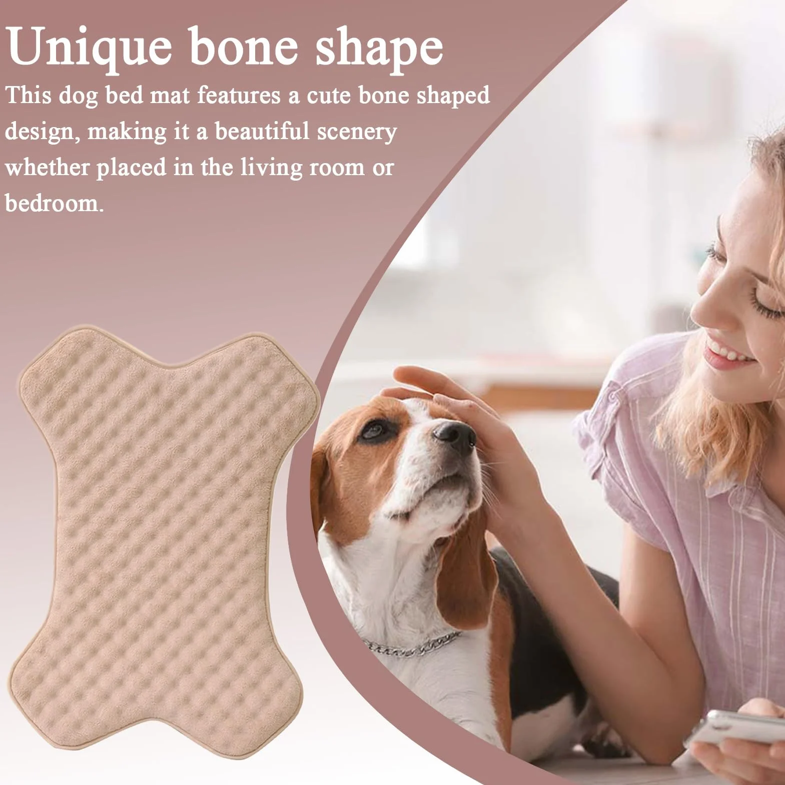 Generisch Caja para Perros, Cama Indestructible para Perros, colchón Lavable a máquina, Forma de Hueso Dulce, sin deslizamientos, Cama para Perros Resistente a Masticar, para cumpleaños