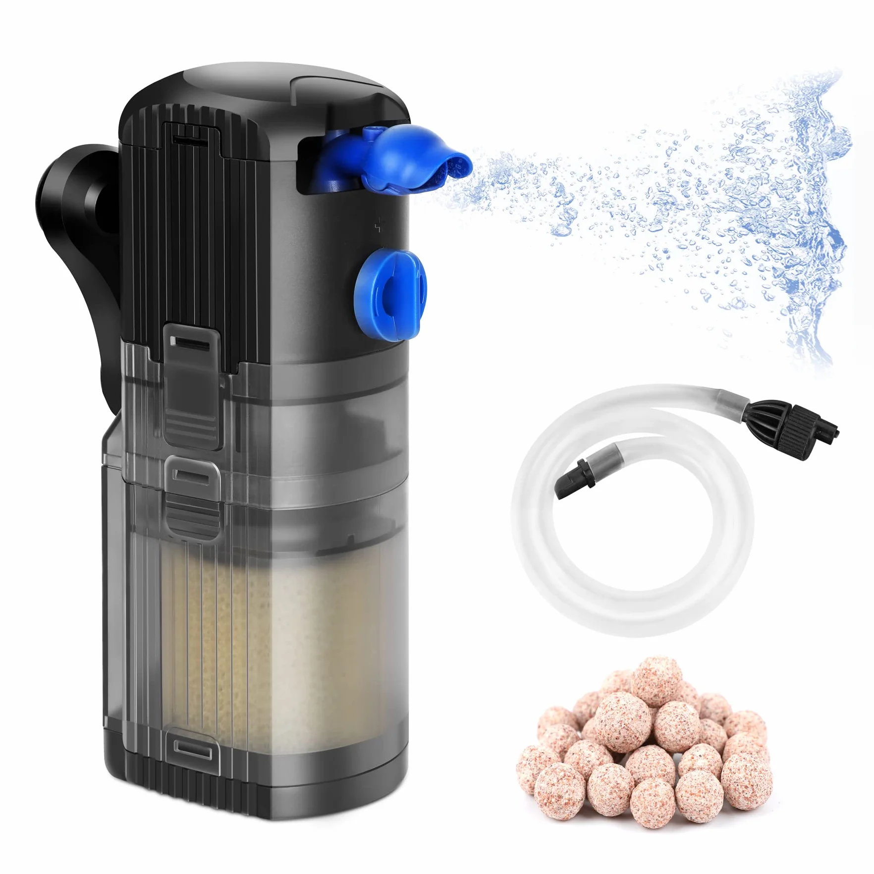 Forever Speed Filtro Interior Acuario Ajustable Filtro Acuario de 3 en 1 Filtro Pecera 500L/H, Adecuado para Acuario 40-120L 8W
