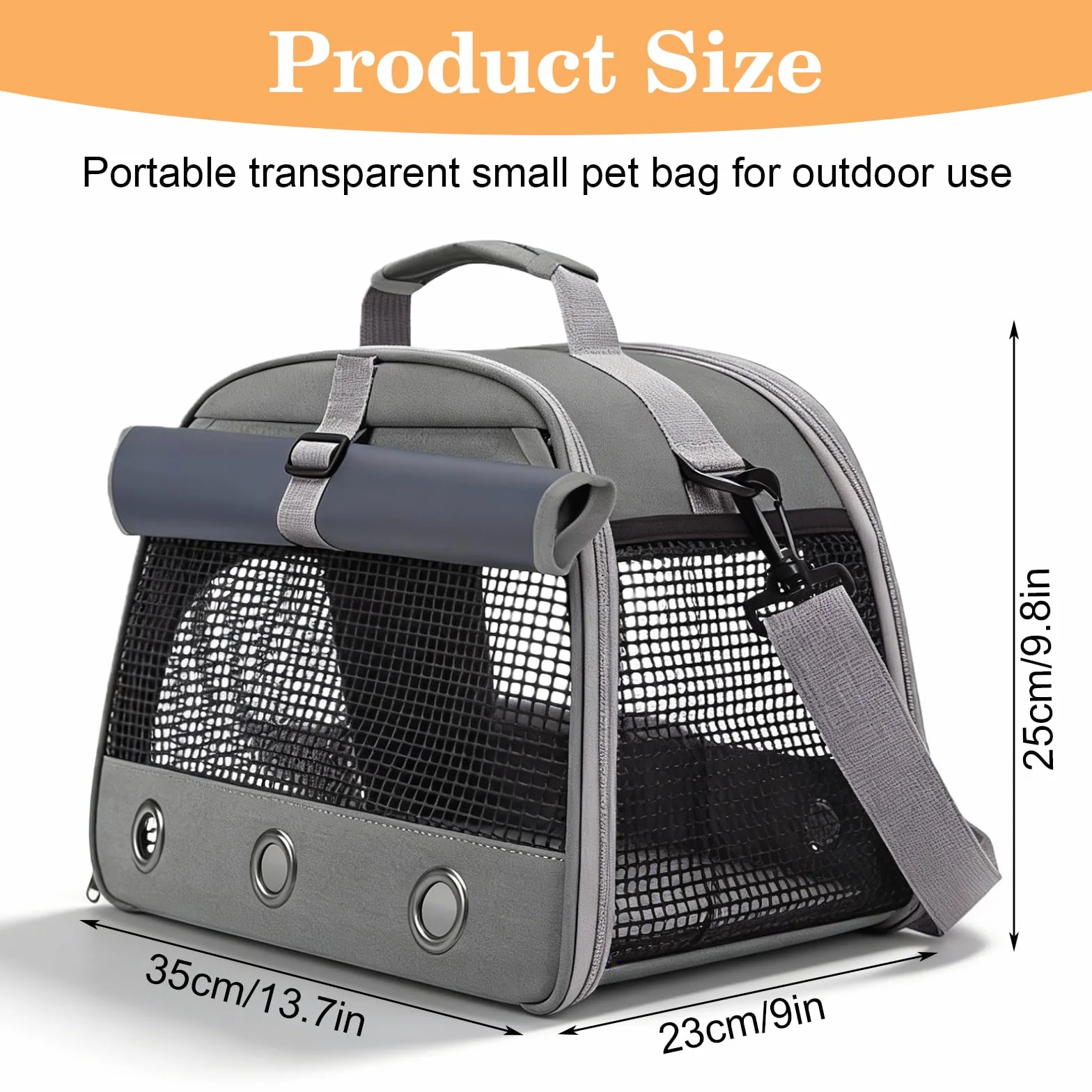 Transportín para animales pequeños, 35 × 23 × 25 cm, plegable, transpirable, bolsa de transporte para mascotas con apertura lateral, bolsas de transporte para gatos, perros, conejos, hámsters