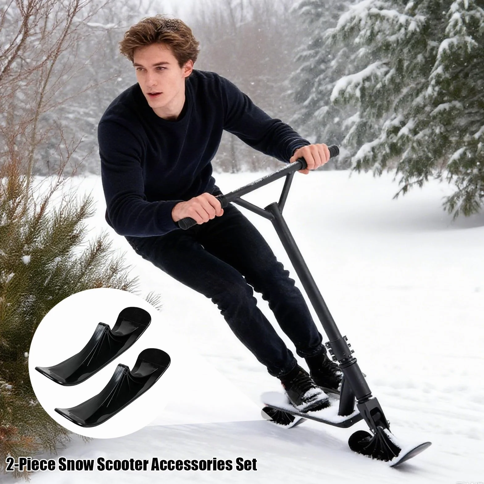 Kit de conversión de patinete de nieve, accesorios ergonómicos para deportes de invierno, kit de conversión de patineta de esquí para exterior
