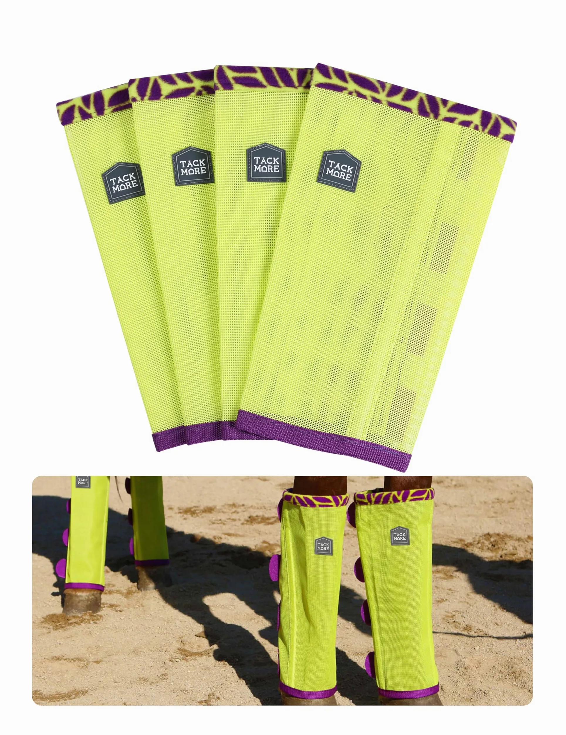 Tackmore Botas de vuelo de caballo con ribete de forro polar estampado, reducen el roce de 4 botas protectoras de verano