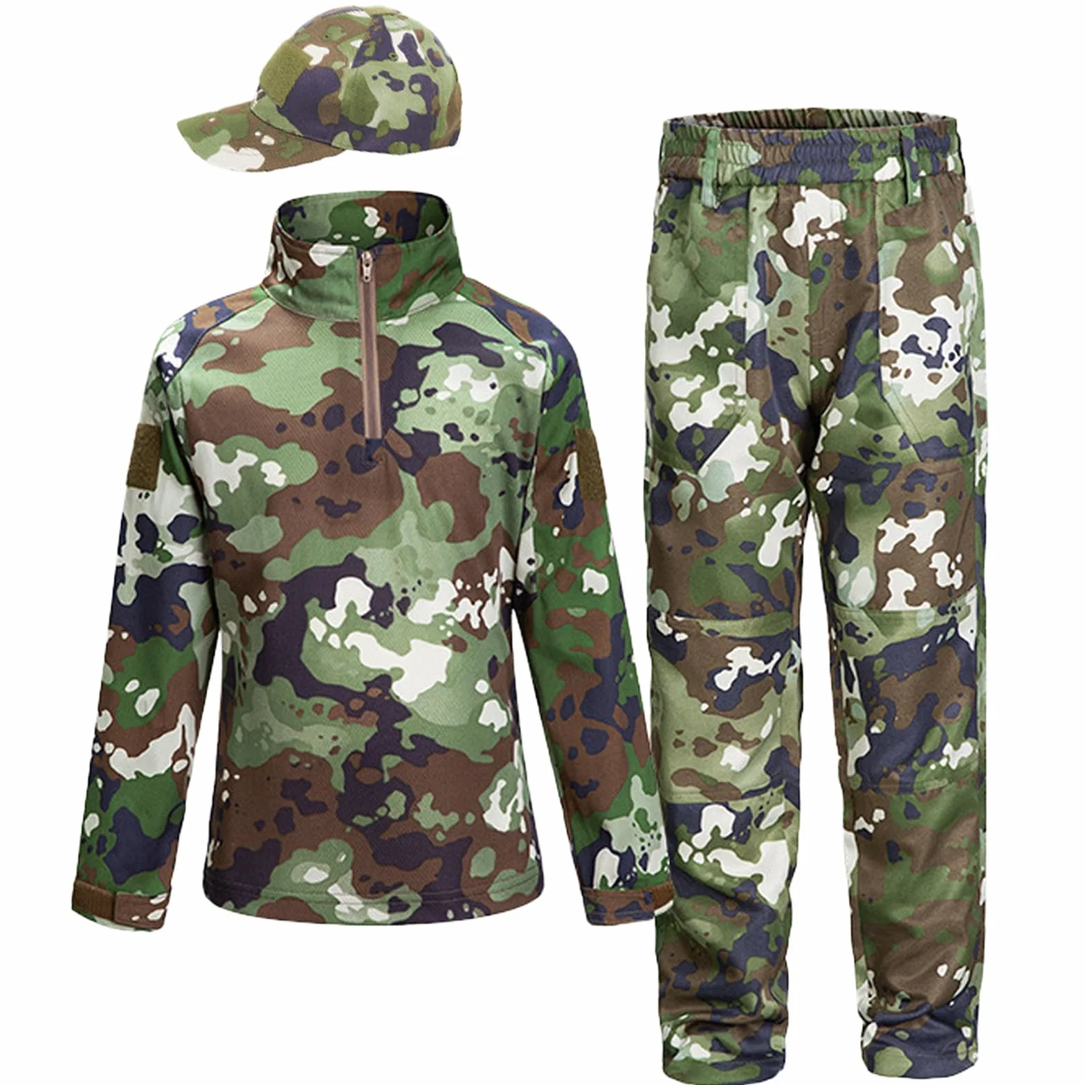 Niños Conjunto de Camiseta y Pantalones Táctico Airsoft Militar Camuflaje Manga Larga Combate