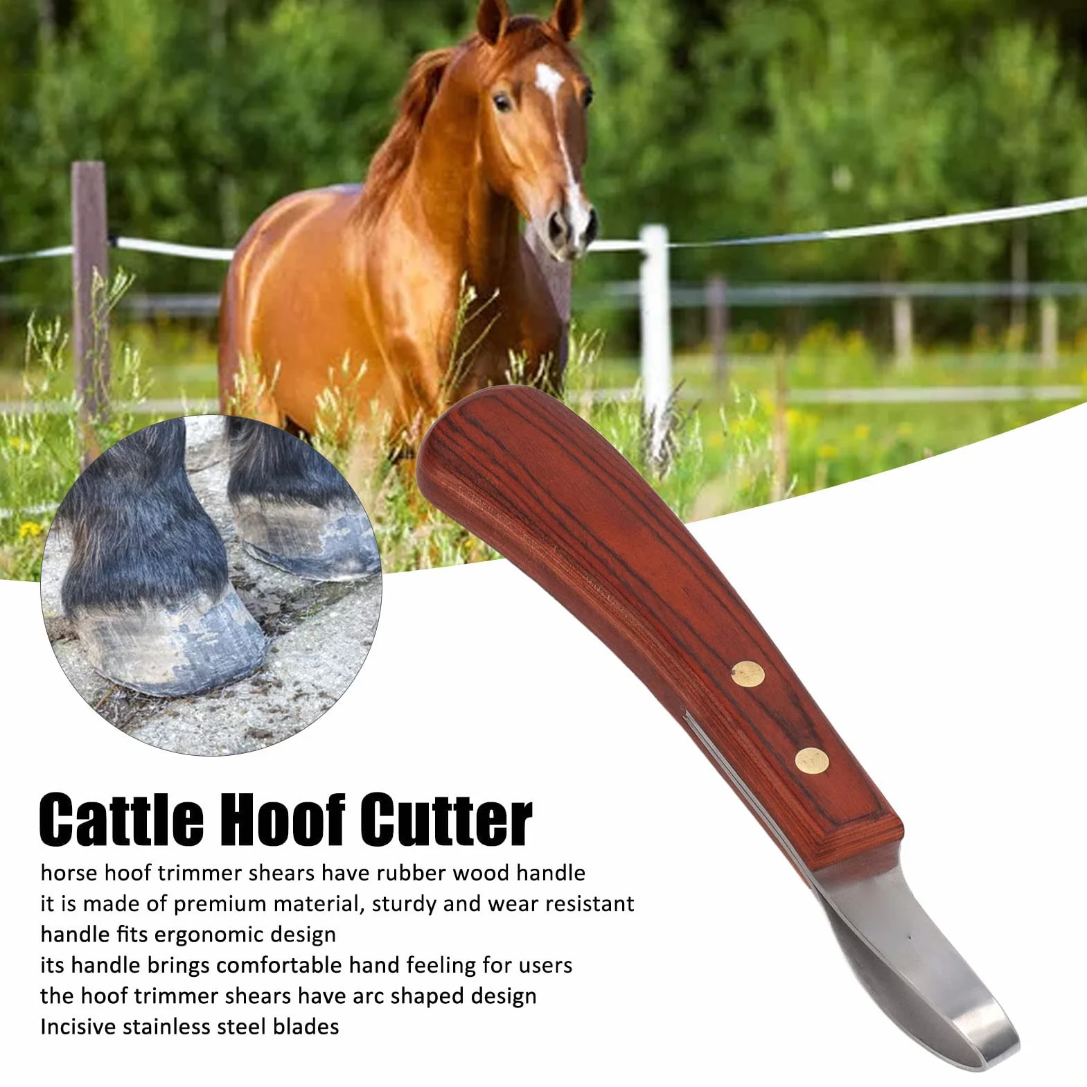 Herramientas para Herradores de Caballos, Herramientas para Recortadoras de Cascos de Caballos de Acero Inoxidable de 7.68 Pulgadas, Juego de Cortadores de Cascos para Caballos, Cascos Duros de Burros