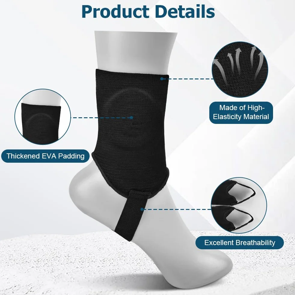 Tobillera de Fútbol Adolescentes, Soporte de Tobillo, Almohadilla de Protección Negro