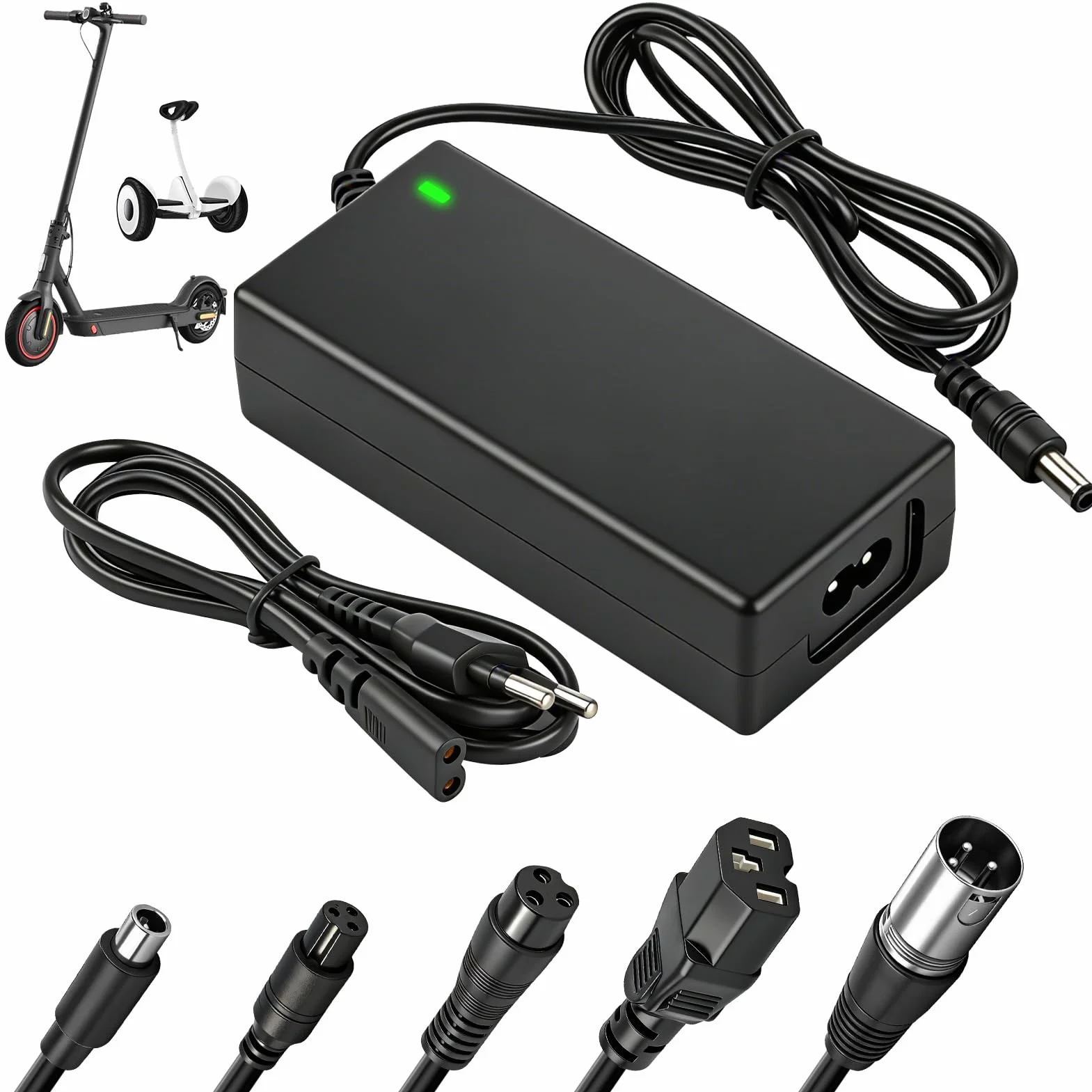 Cargador Patinete Electrico Universal 42V 2A para Hoverboard Scooter Adaptador Corriente 6 Conectores M365 Bicicleta Electrica