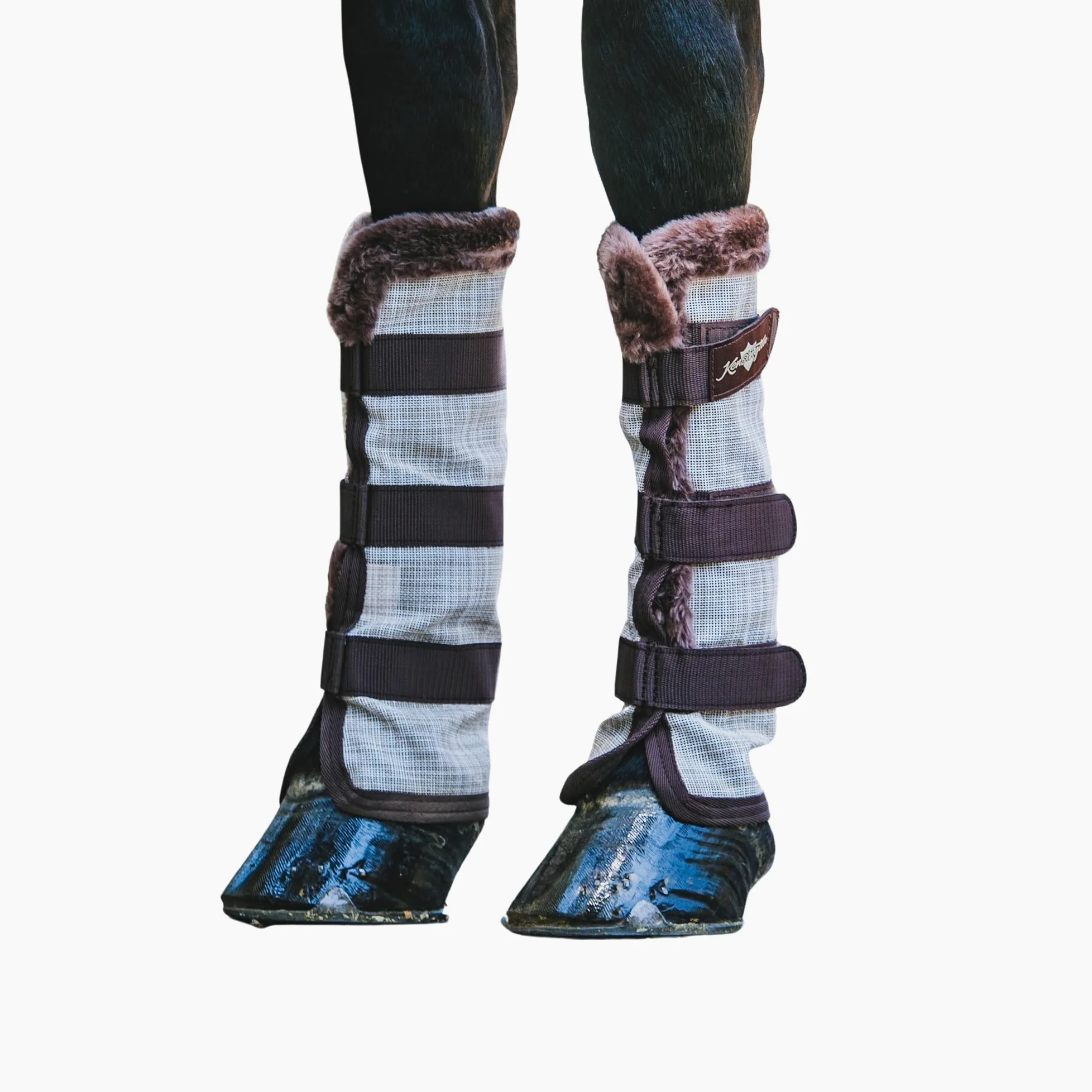 Kensington Botas para Mosca de Caballos Naturales con Forro Polar Recortado, tecnología Stay-Up – Protección contra picaduras de Insectos y Rayos UV – se Venden en Pares (2 Botas), Medium, Bronceado