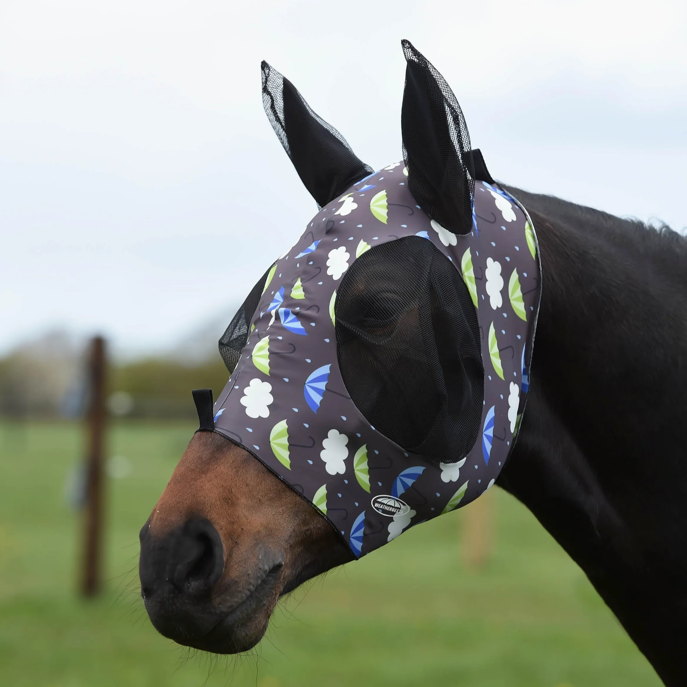 Weatherbeeta Stretch Bug Eye Saver with Ears 1002938 - Umbrella Print Weatherbeeta Mask Size - Full