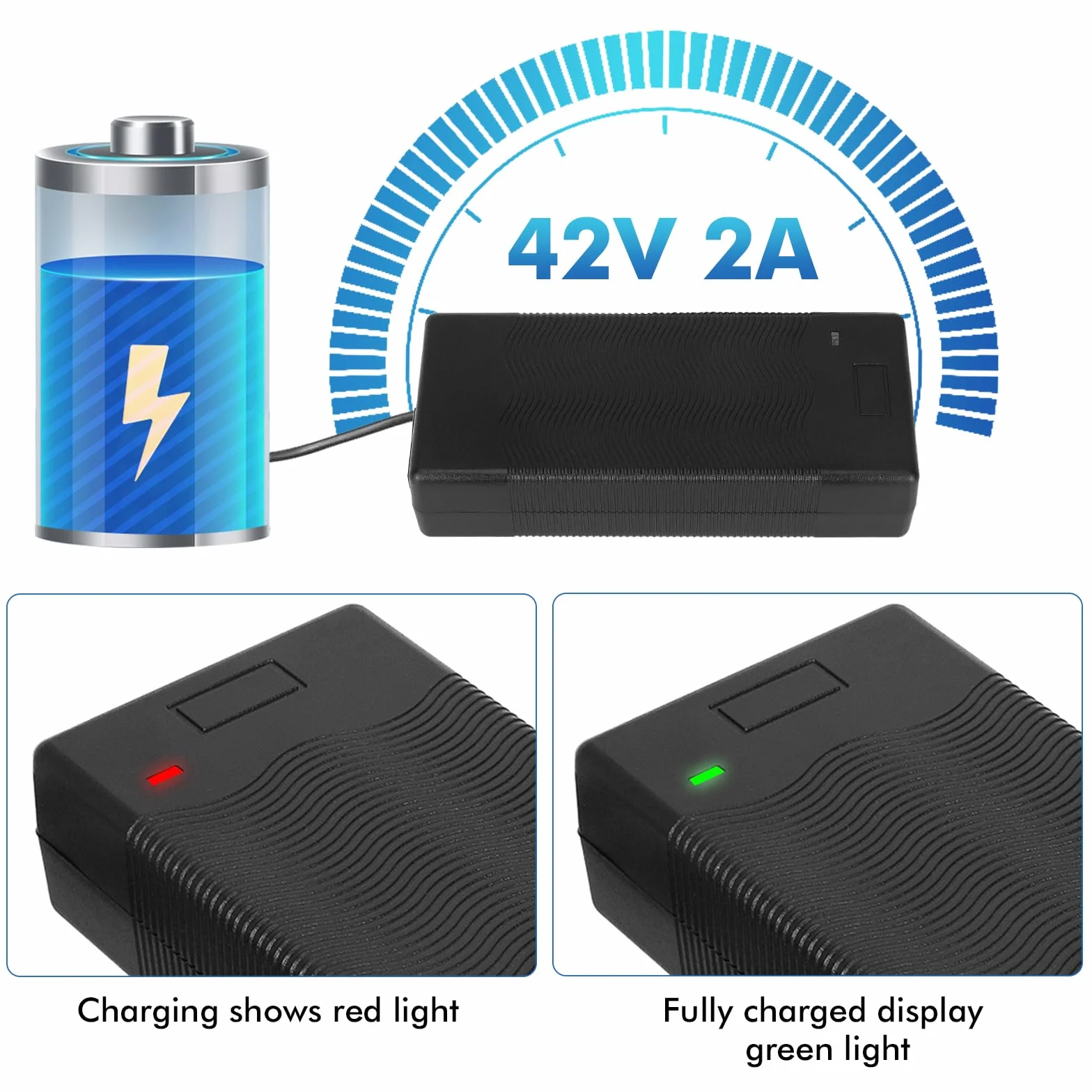 Cargador Patinete Electrico Xiaomi 42V 2A Universal 36V Litio 6 Conectores Carga Rapida