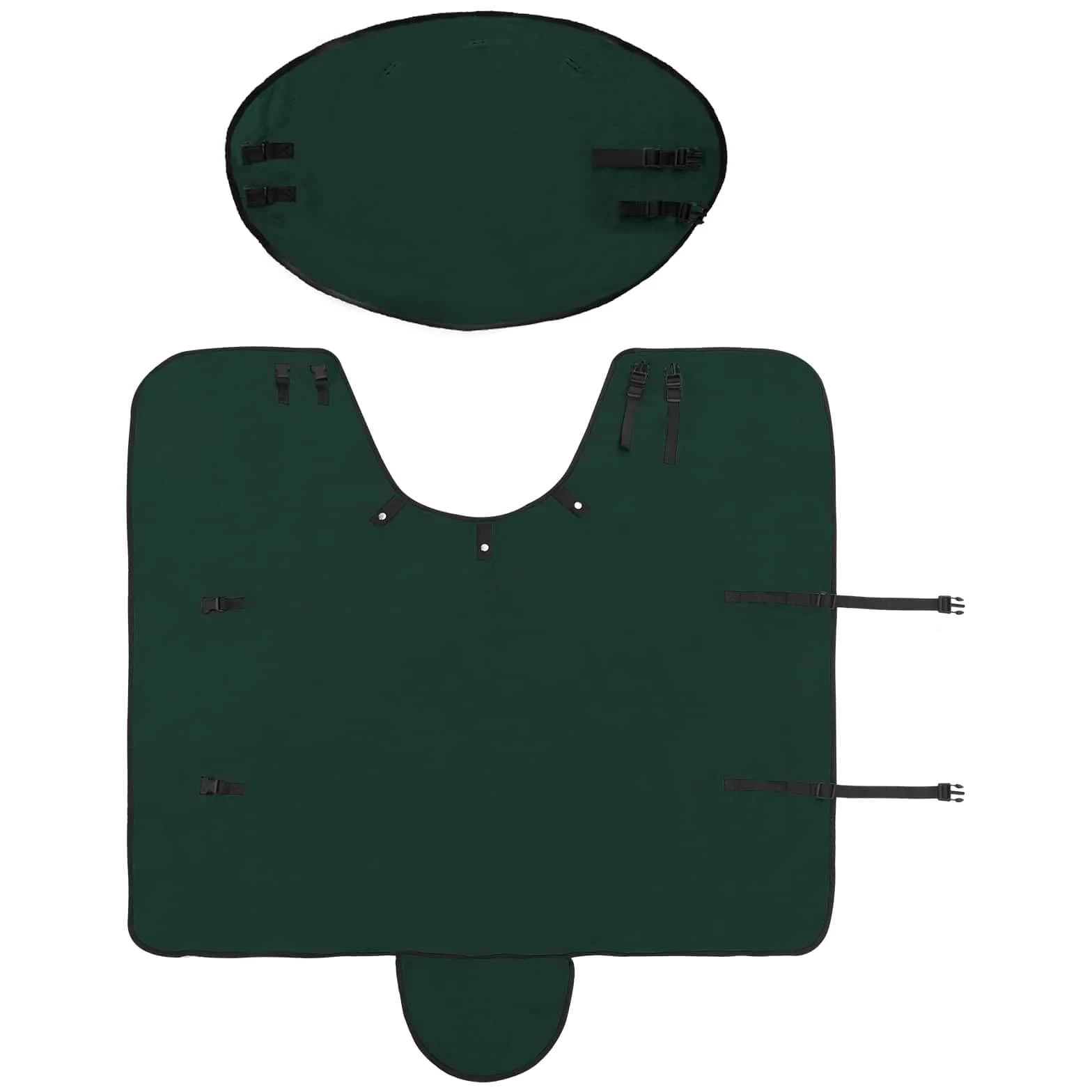 Manta para caballos verde oscuro de poliéster, 105 cm, para pastos, establos y exteriores, transpirable, impermeable, resistente al viento, con cuello y bolsillo para potros, pony, sangre