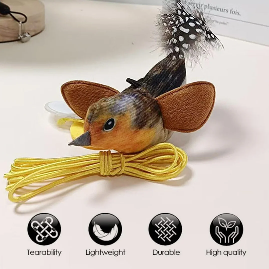 2 unidades juguetes interactivos para gatos, ratones colgantes con plumas y sonido realista, para marco de puerta, sin baterías, cola de ratón con plumas