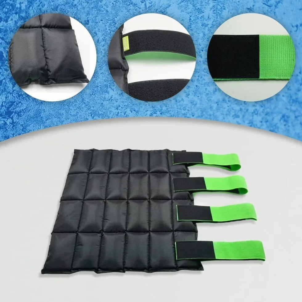 Botas de hielo de caballo para lesiones de caballo, dolor muscular, enfriar las piernas, abrigos fríos para hock, tobillo, rodilla, piernas, botas y pezos, negro verde, 1 par (2 paquetes)