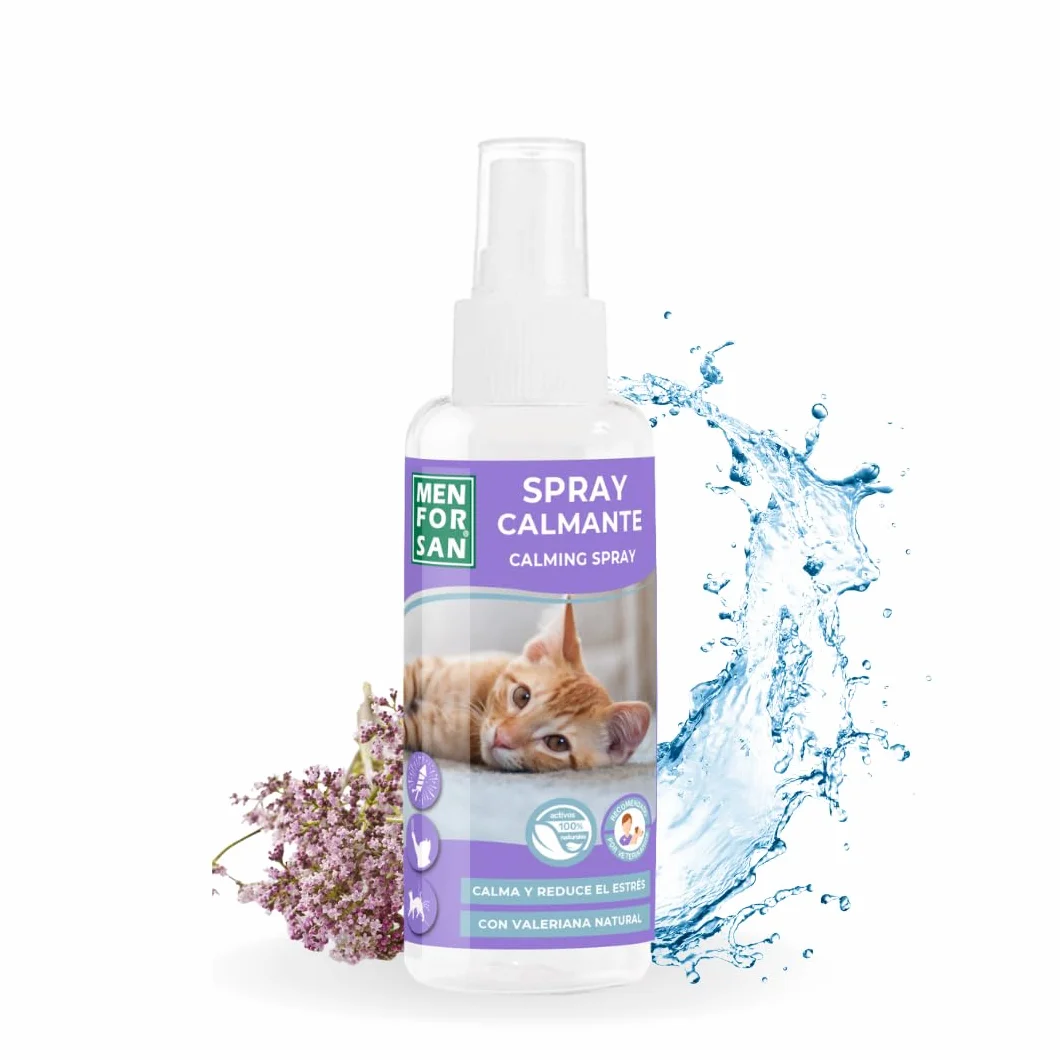MENFORSAN Spray calmante para Gatos | con Valeriana Natural | Calma y Reduce el Estrés | Efecto Inmediato | 60 ml