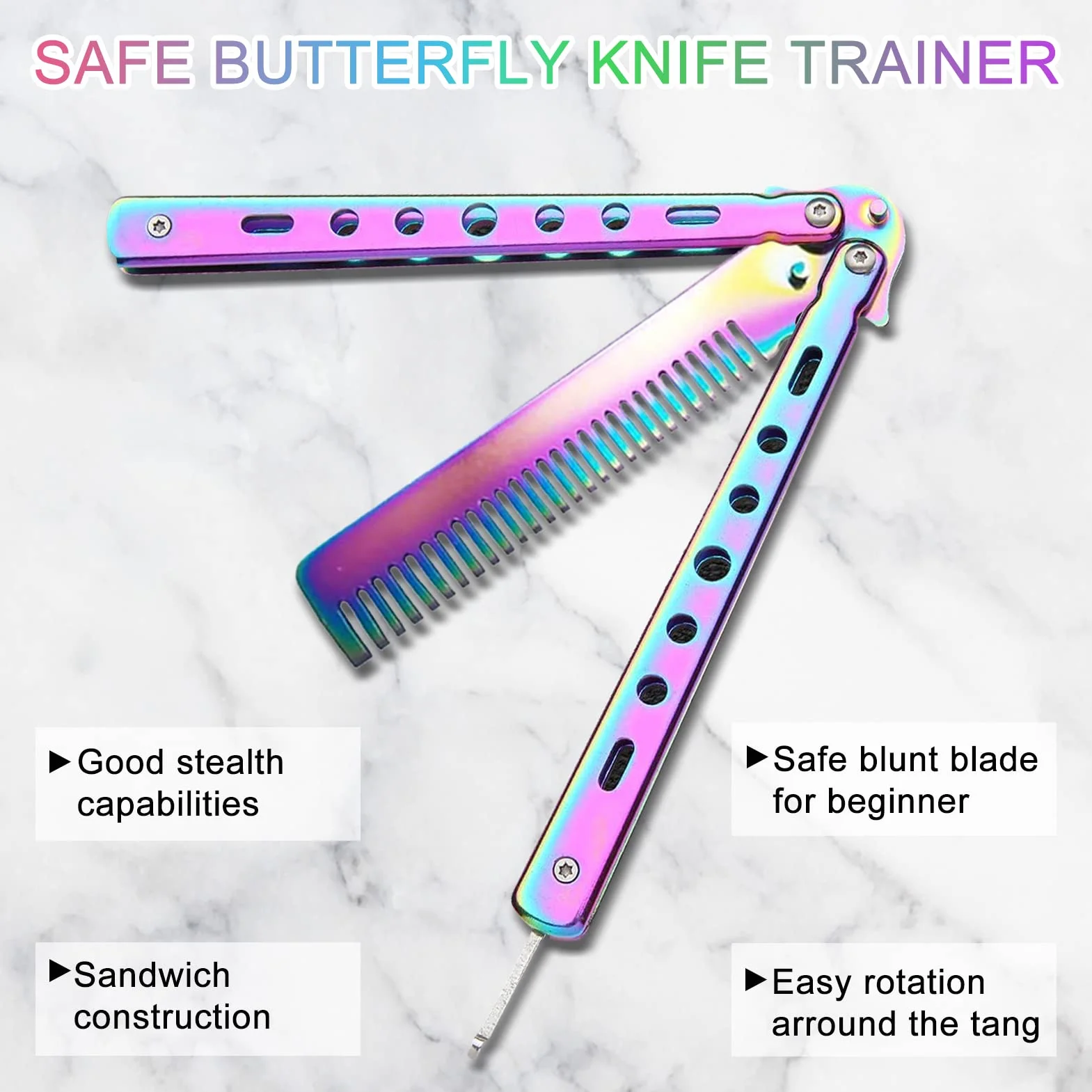 Navaja mariposa, Butterfly Knife Entrenador de mariposas Herramienta de Cuchillo de Entrenador mariposa peine para entrenamiento
