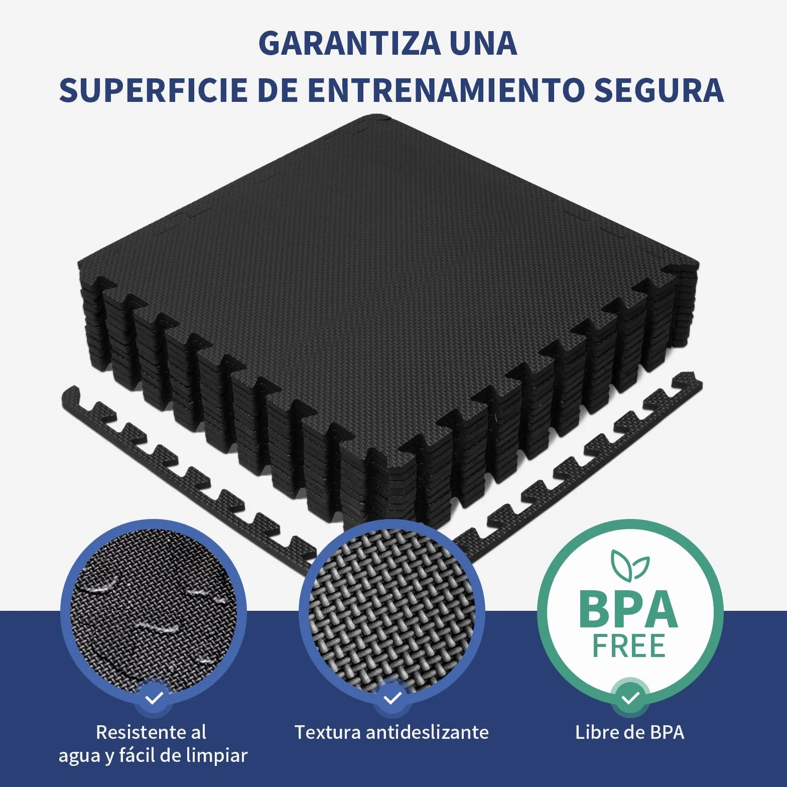 Esterilla Fitness Puzzle 50x50 cm 12 Piezas 3㎡ EVA para Suelo de Gimnasio