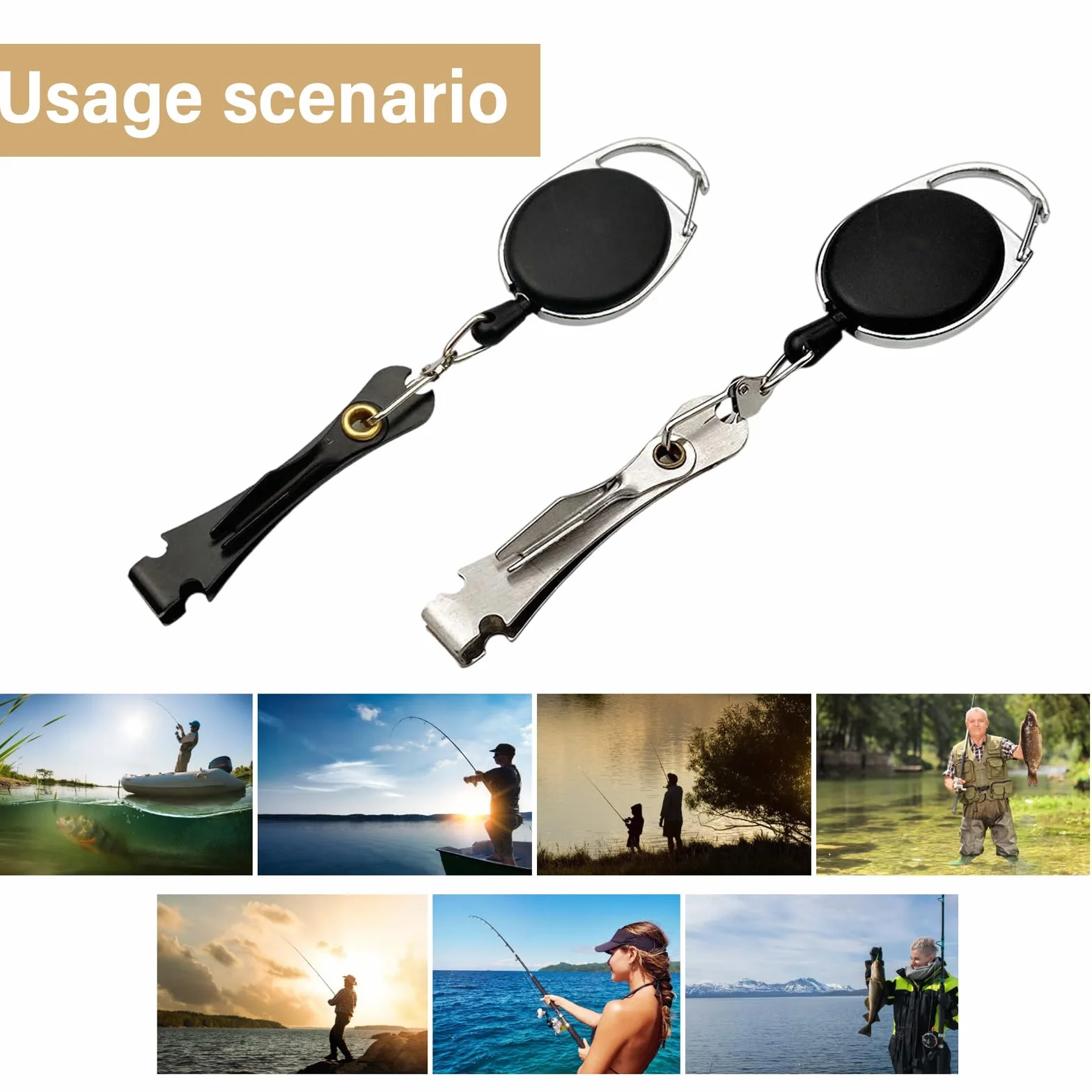 Cortaúñas multifunción de acero inoxidable para pesca con mosca, cortador de nudos y línea