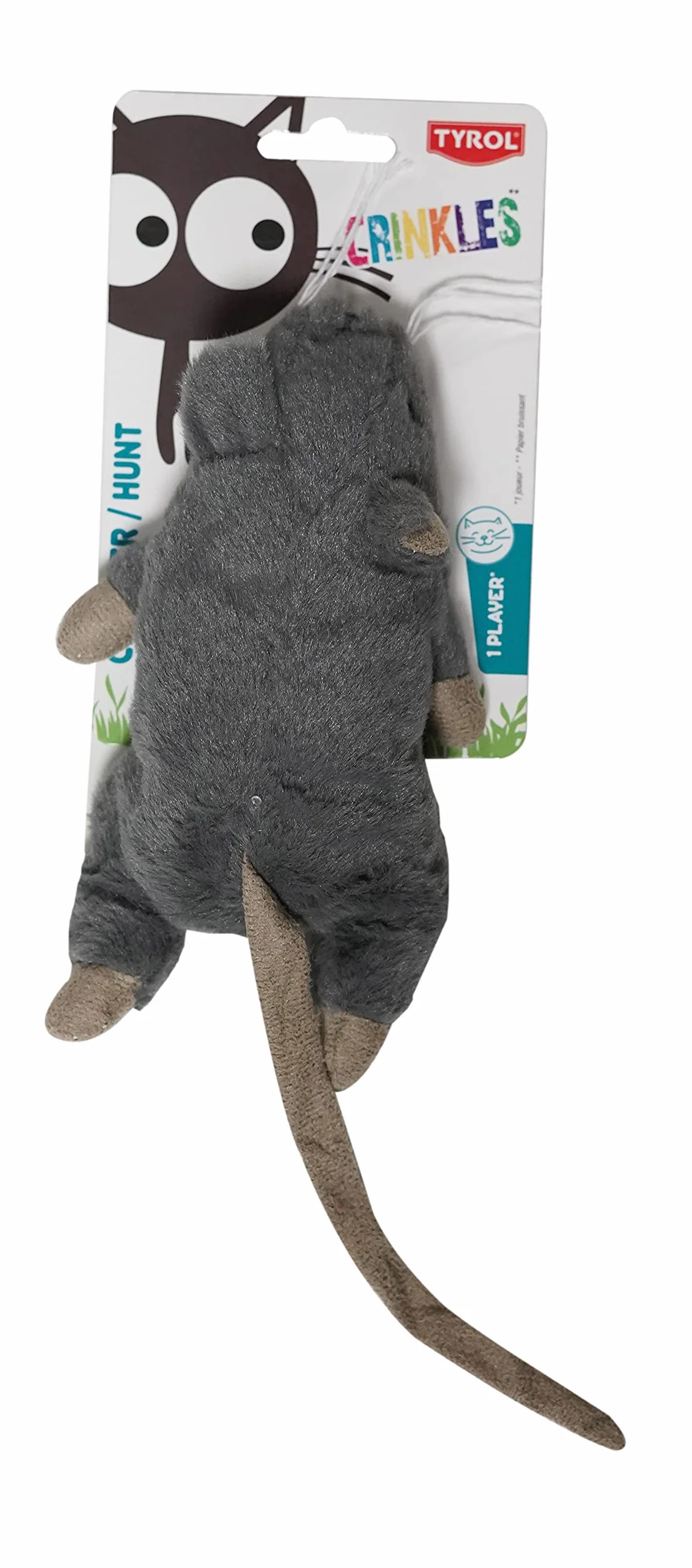 Tyrol | Juguete de Peluche en forma de Raton Gigante | Juguetes para Gatos Hechos de Papel Crinkle y Catnip| Ayuda al Desarrollo Físico y Mental del Gato | Tamaño de 20 cm | 1 unidad Gatos Accesorios
