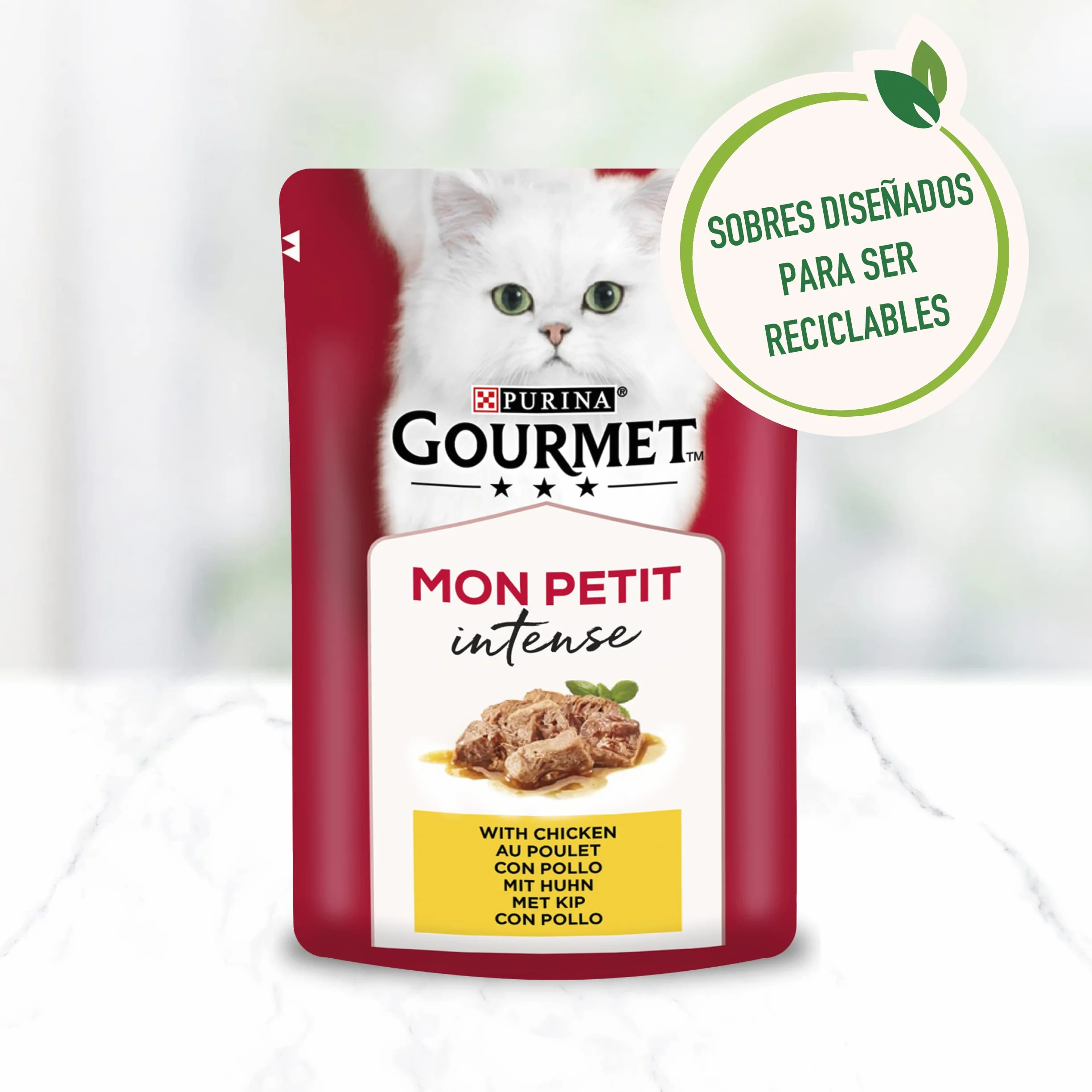 GOURMET Mon Petit, Comida Húmeda para Gato Adulto, Trocitos en Salsa, Surtido de Pavo, Pollo y Pato, 8 Packs de 6 Sobres de 50 g. (48 sobres)