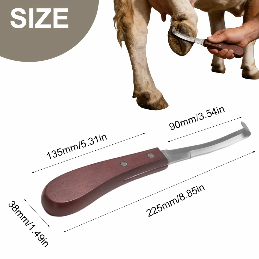 Herramienta para Recortar Pezuñas para Caballo, raspador de pezuñas de 22.5 cm diestros, Cuchilla de Doble Filo, Cuchillo para Pezuñas, para el Uso del Caballo de Ganado, ovinos