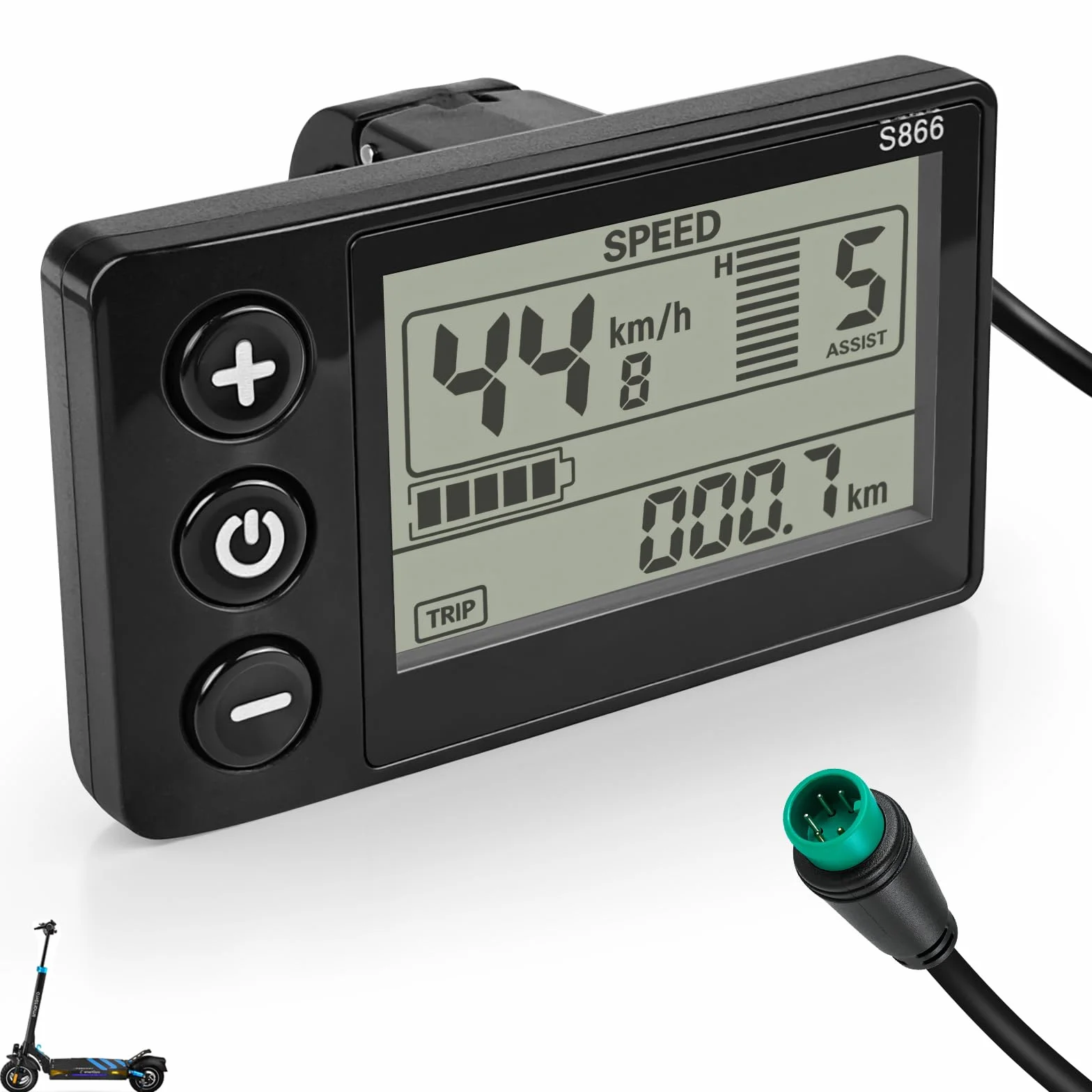 Pantalla de instrumentos Smartgyro Speedway Rockway Crossover LCD S866 tablero de control 5 polos para patinete eléctrico