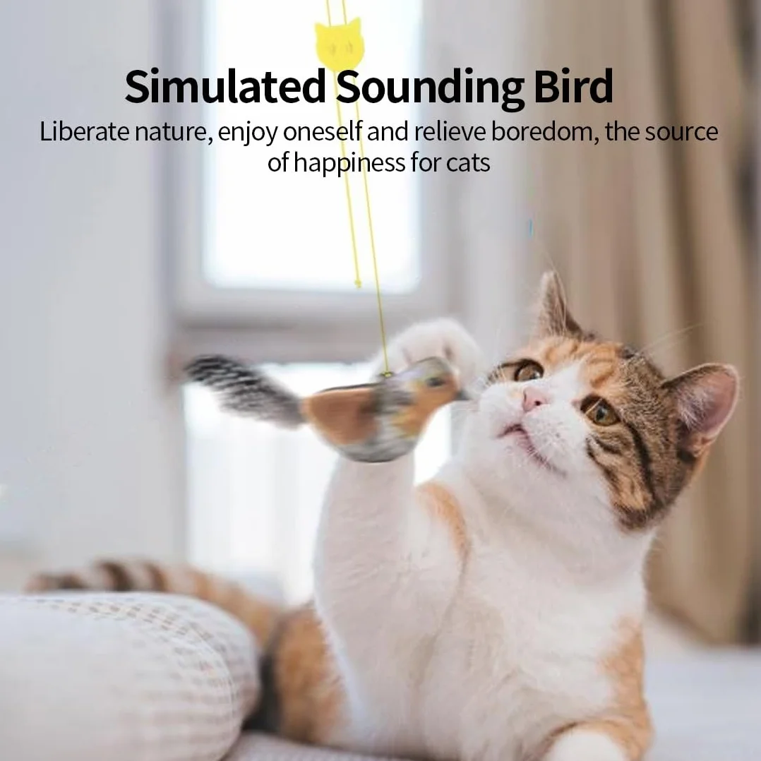 2 unidades juguetes interactivos para gatos, ratones colgantes con plumas y sonido realista, para marco de puerta, sin baterías, cola de ratón con plumas