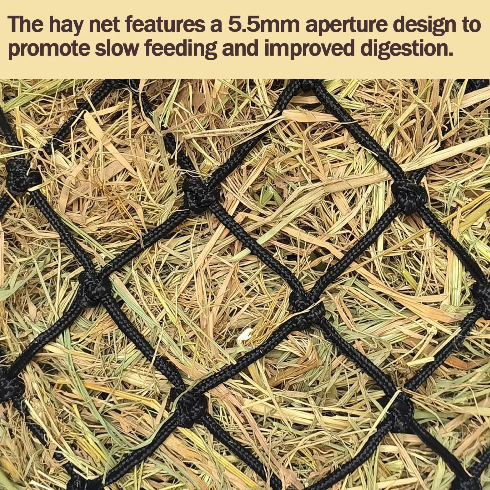 2 Piezas Redes de Heno para Caballos, Malla Fina de 5x5 cm para Alimentación Lenta, Portátil Red Heno para Cabras, Reduce el Desperdicio para Caballos, Cabras y Ponis