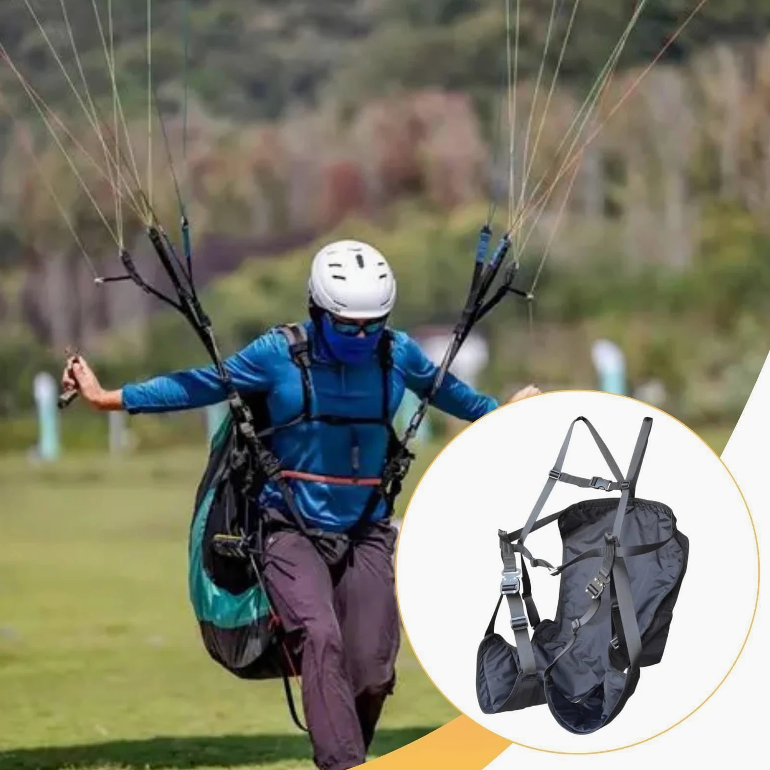 Amagogo Bolsa para arnés de Entrenamiento de Parapente Cómoda Portátil Fácil instalación Asiento de Repuesto Estable para manejo en Tierra de Parapente, Negro