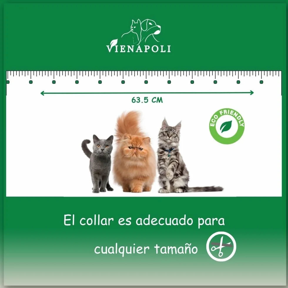 Collar antipulgas y garrapatas para Gatos, Resistente al Aqua, protección Activa de hasta 8 Meses, 33 centimetros, para qualquier tamaño de Gato