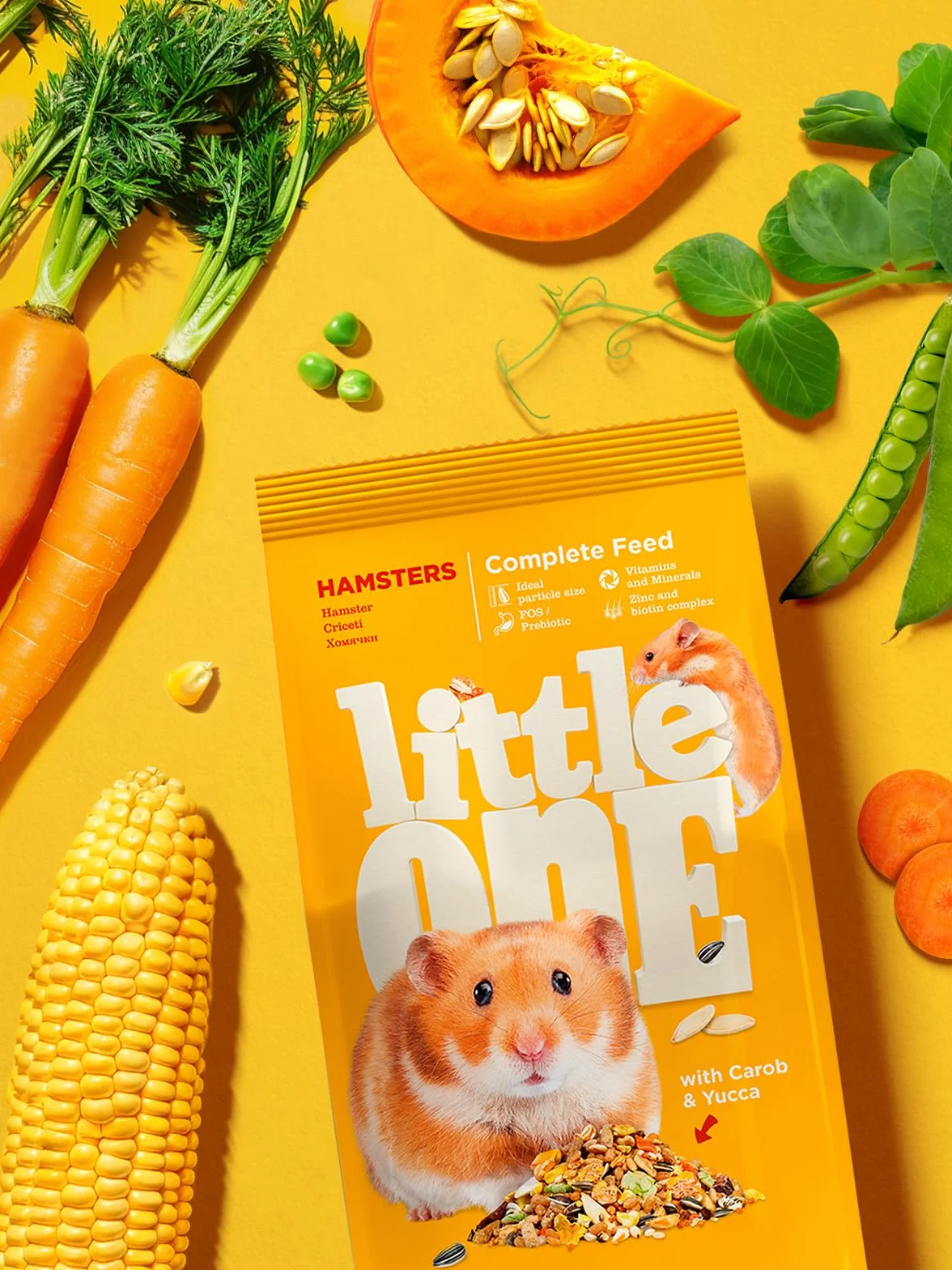 Little One Comida Completa para Hámster | 400 g | Composición Equilibrada | con Trigo, Mijo Rojo, Cebada, Copos de Maíz, Semillas de Calabaza | Alta Nutrición y Digestibilidad