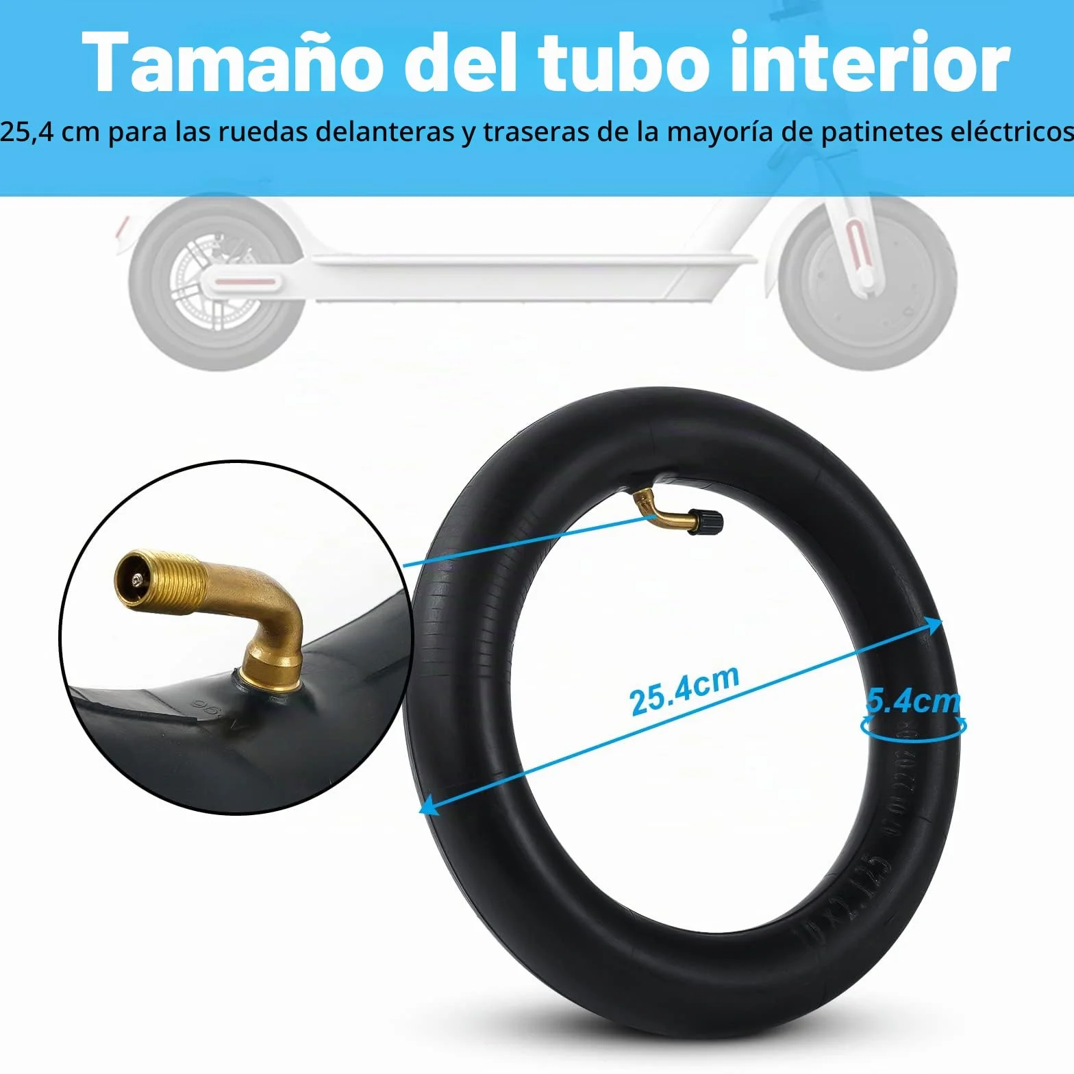 Ainiv Cámaras de Aire Reforzada 10 Pulgadas 2Pcs Neumáticos Interiores 10x2.125 Válvula 0° para Scooter Eléctrico