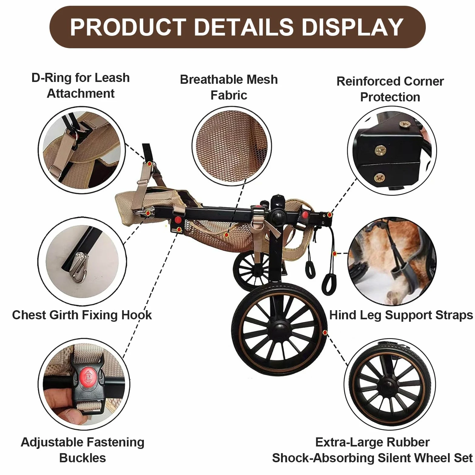 Silla de Ruedas para Perros Grandes con Patas Traseras, Ayuda A La Movilidad y Carrito para Mascotas Discapacitadas, Ideal para Rehabilitación de Piernas En Personas Mayores XL