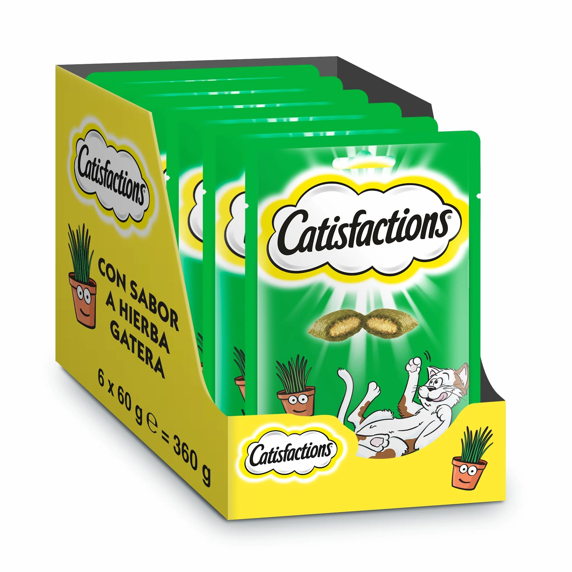 Catisfactions Premios para Gatos Sabor Hierba Gatera 6 Packs de 60g