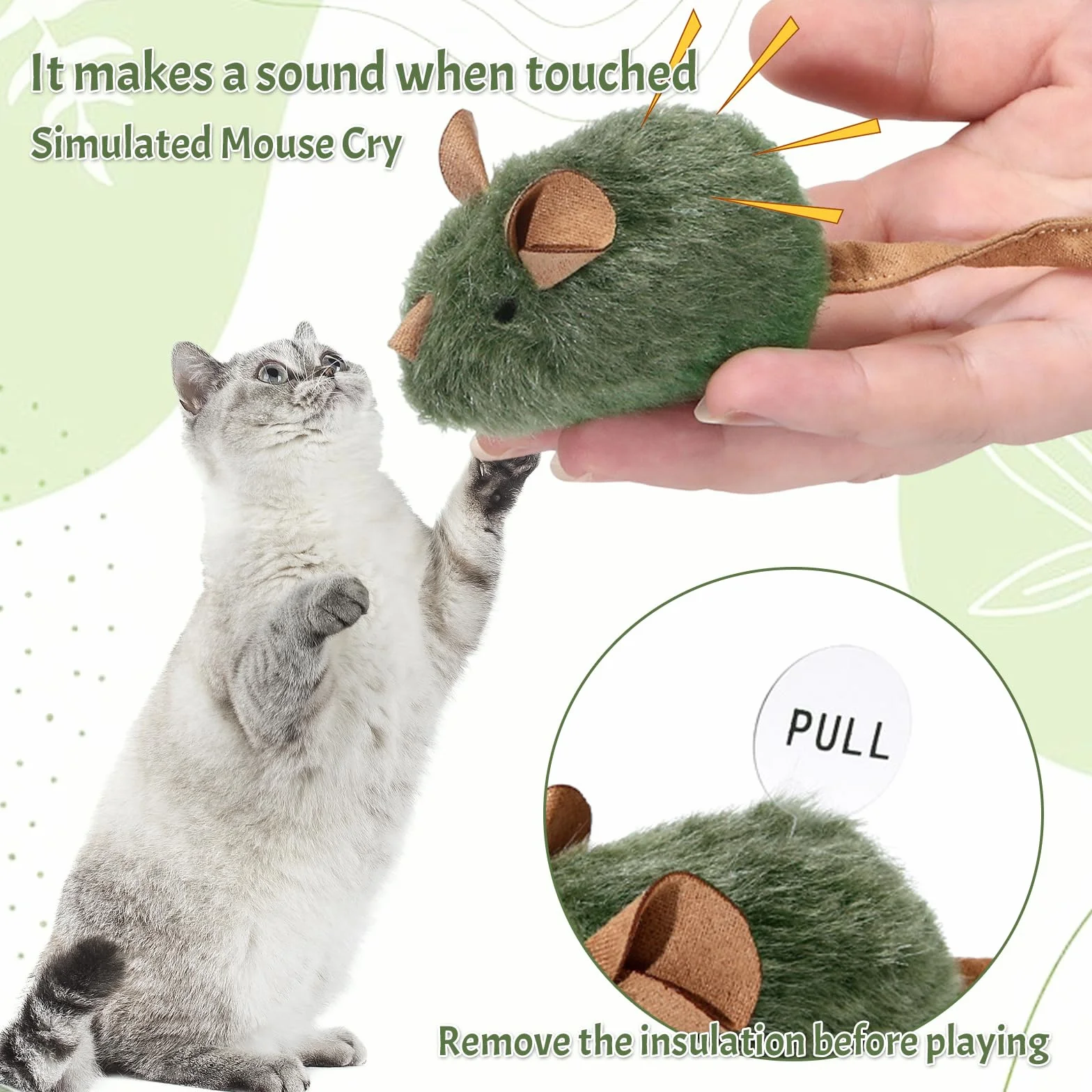 2 piezas gatos juguetes gatitos juguetes interactivos para gatos, ratón eléctrico para gatos, juguete de felpa, ratón, juguete de gatito, juguete para gatos, juguete para gatos, ratón eléctrico de