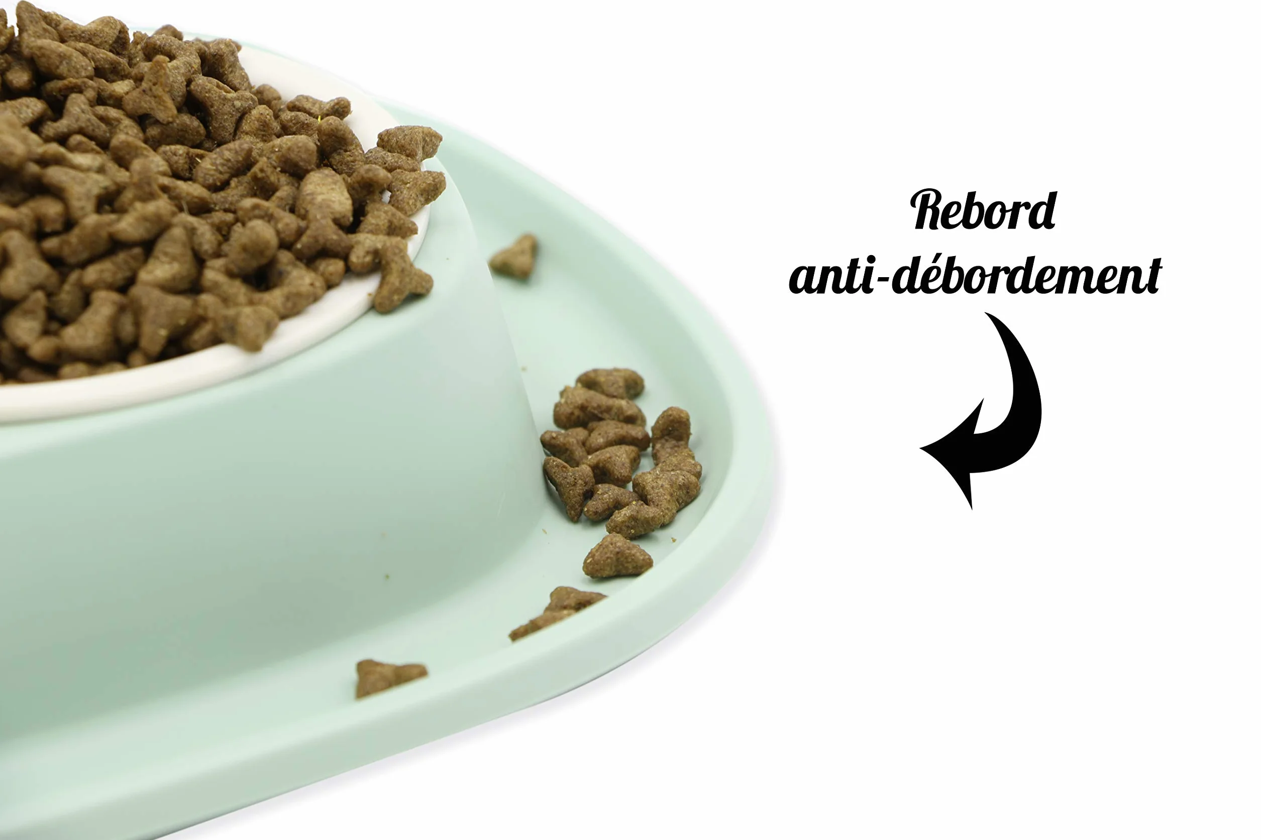 Aimé Comedero Y Bebedero Doble para Perros Y Gatos con Dos Cuencos Extraíbles y Base Antideslizante y Antiderrames 2X 230 ml