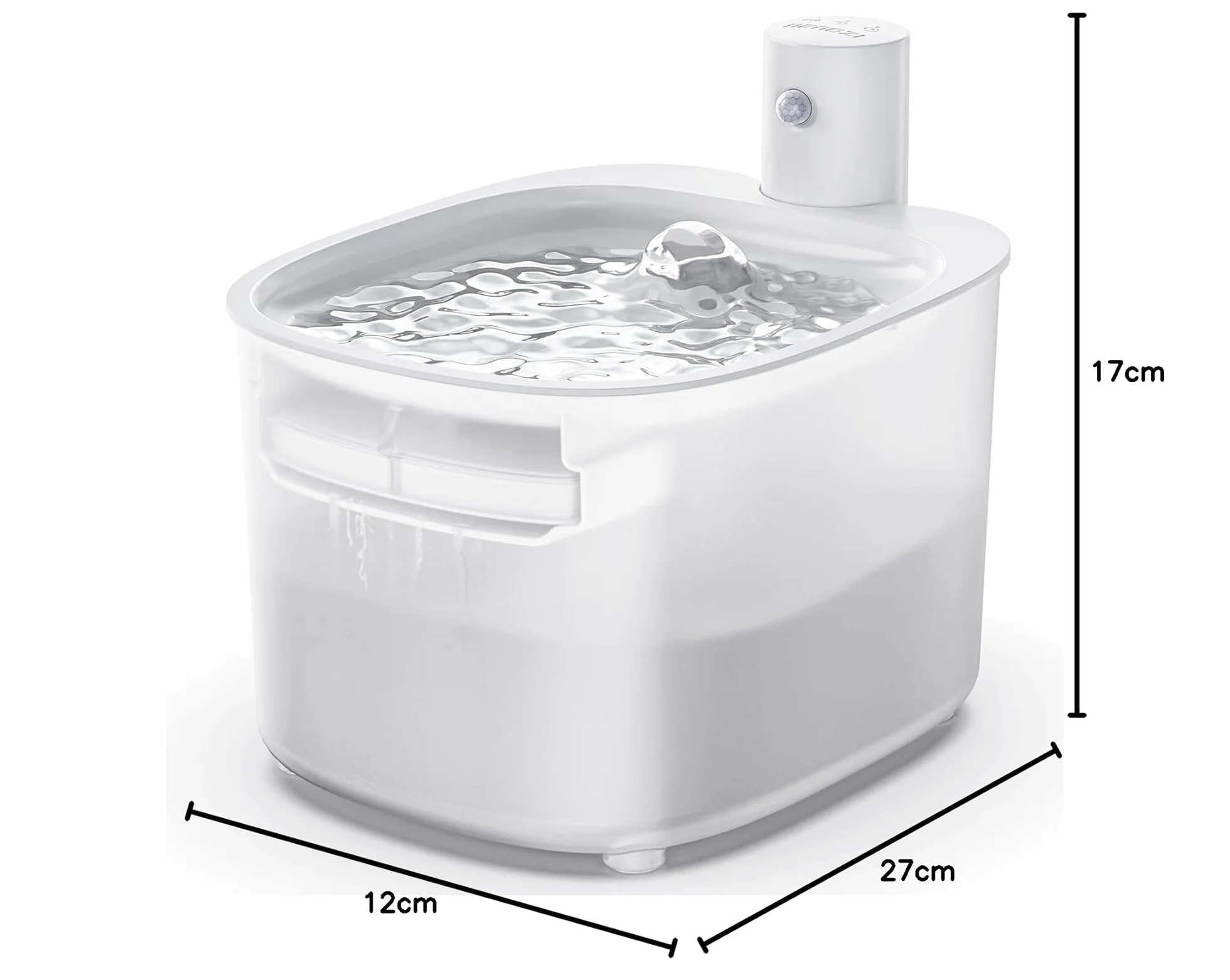 Fuente para Gatos sin Cable a Pila con Sensor de Movimiento, 2.6L Fuente de Agua Fria para Gatos con Bateria 3000mAh Recargable, Bebedero Automático a Prueba de Salpicaduras
