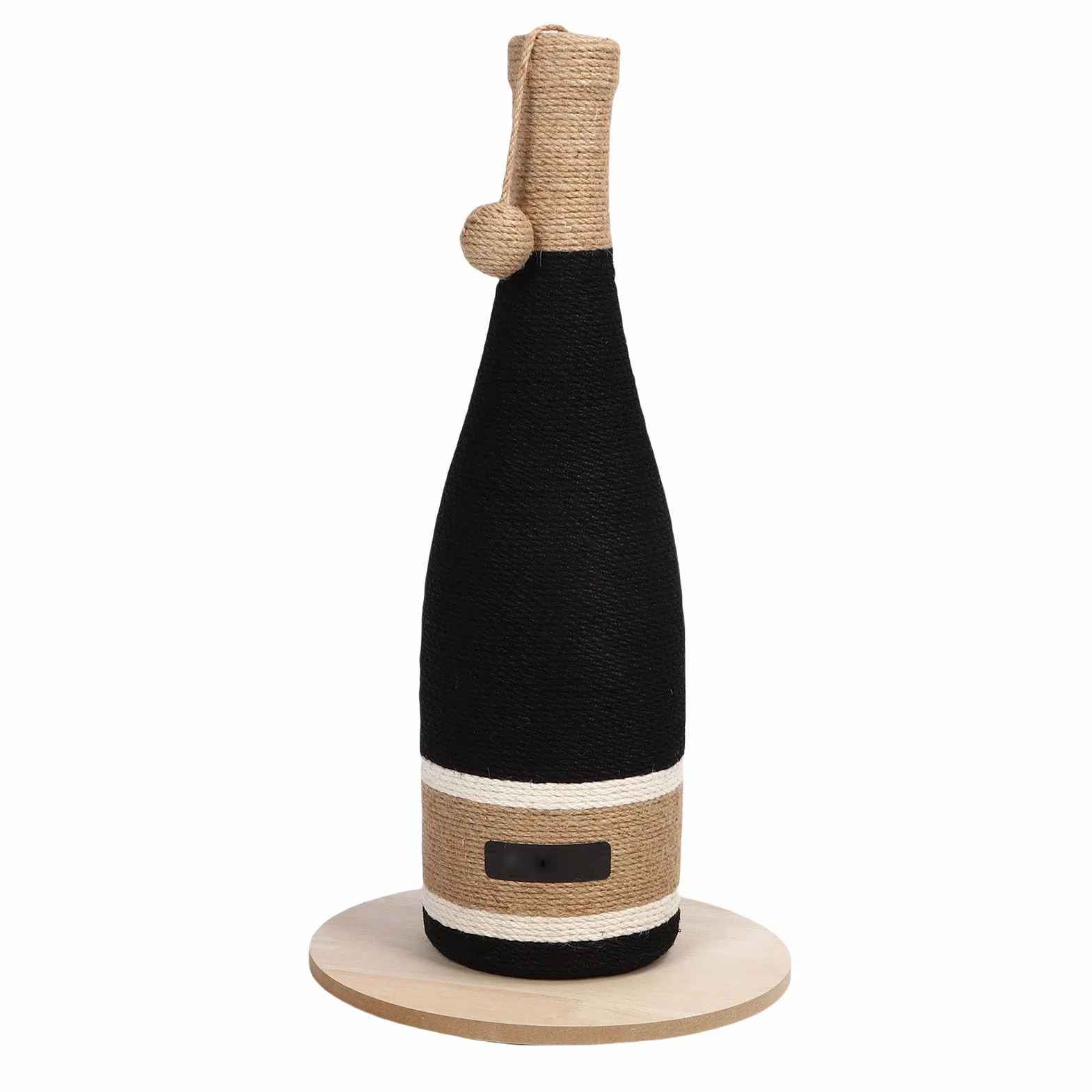 Jiawu Poste Rascador para Botella de Vino para Gatos, Juguete Multifuncional Resistente para Gatos juguetones. Tablero Rascador Plano de Material de Tablero de Densidad y Cuerda de cáñamo. Ideal