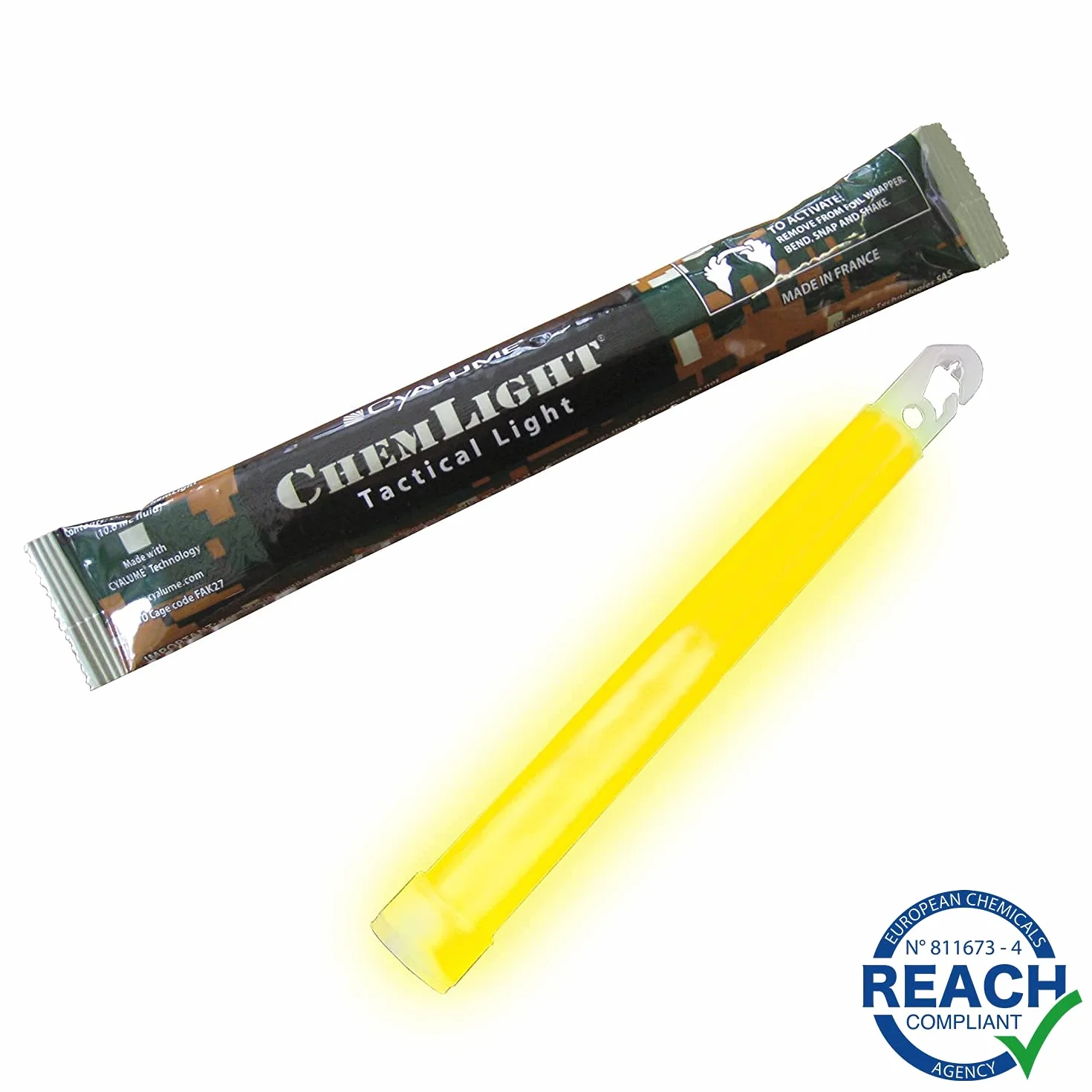 Cyalume Barra de luz amarilla militar ChemLight Lightsticks 15cm 12 horas Caja de 10