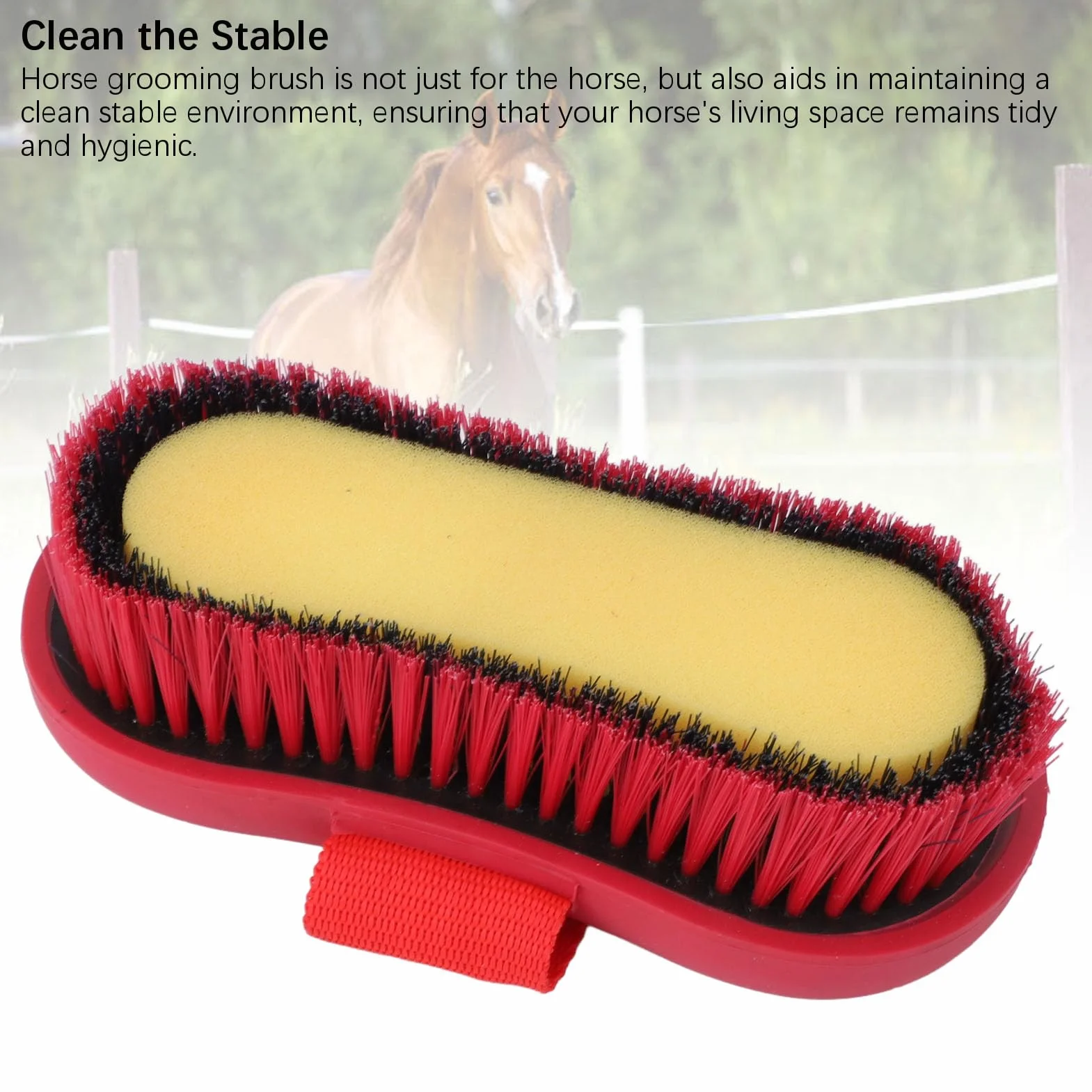 Cepillo de Aseo para Caballos, Esponja de Limpieza Corporal con Agarre Ergonómico para Baño y Cuidado de Mascotas y Hogar