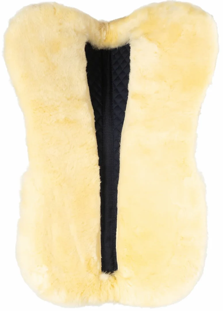 Equinate Cojín para sillín de piel de cordero, con libertad para la columna vertebral, color azul marino y natural para caballo y pony, sillín de 15 a 15,5 pulgadas