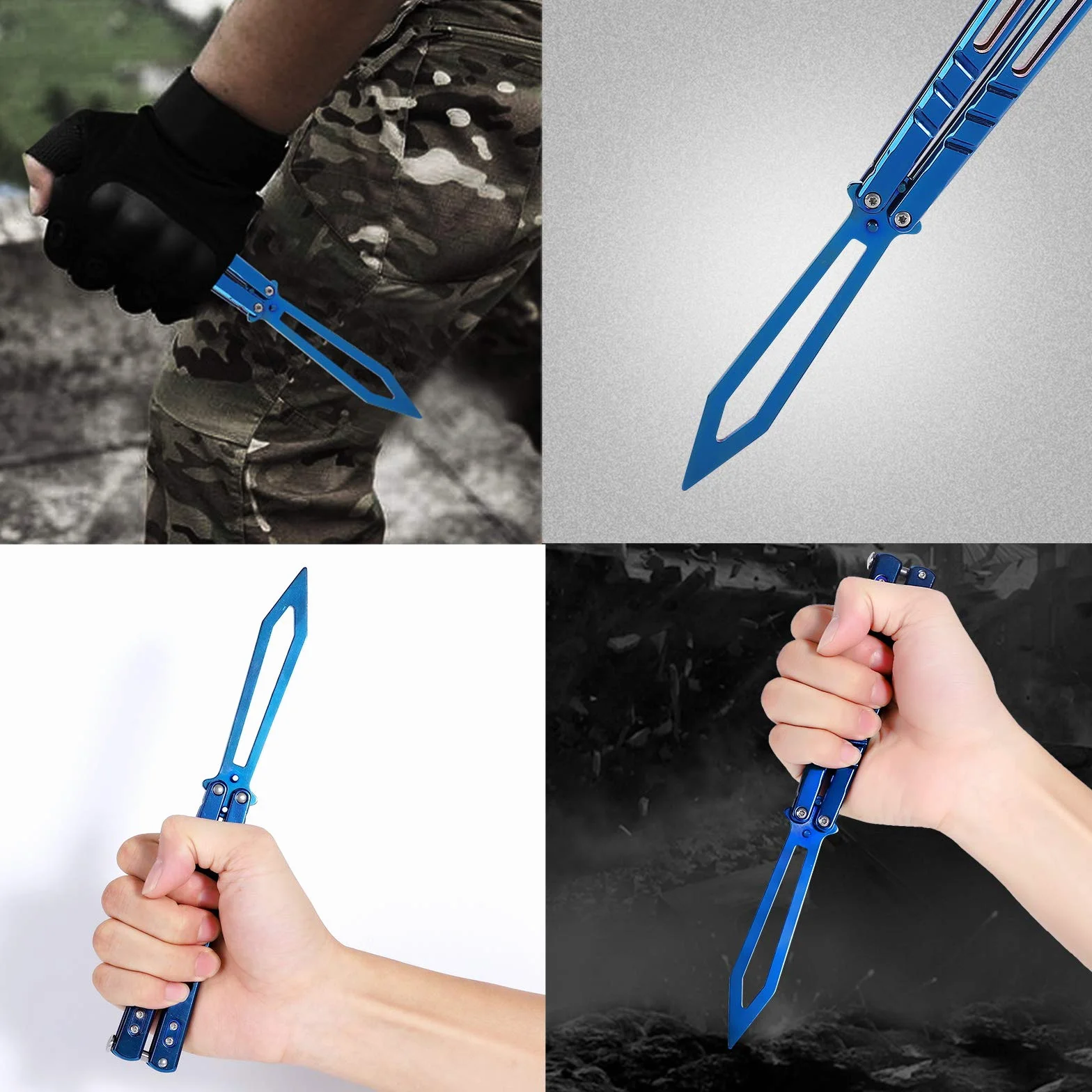 Palos de práctica de Acero Inoxidable para Principiantes, no Afilados, Duradero (Azul)