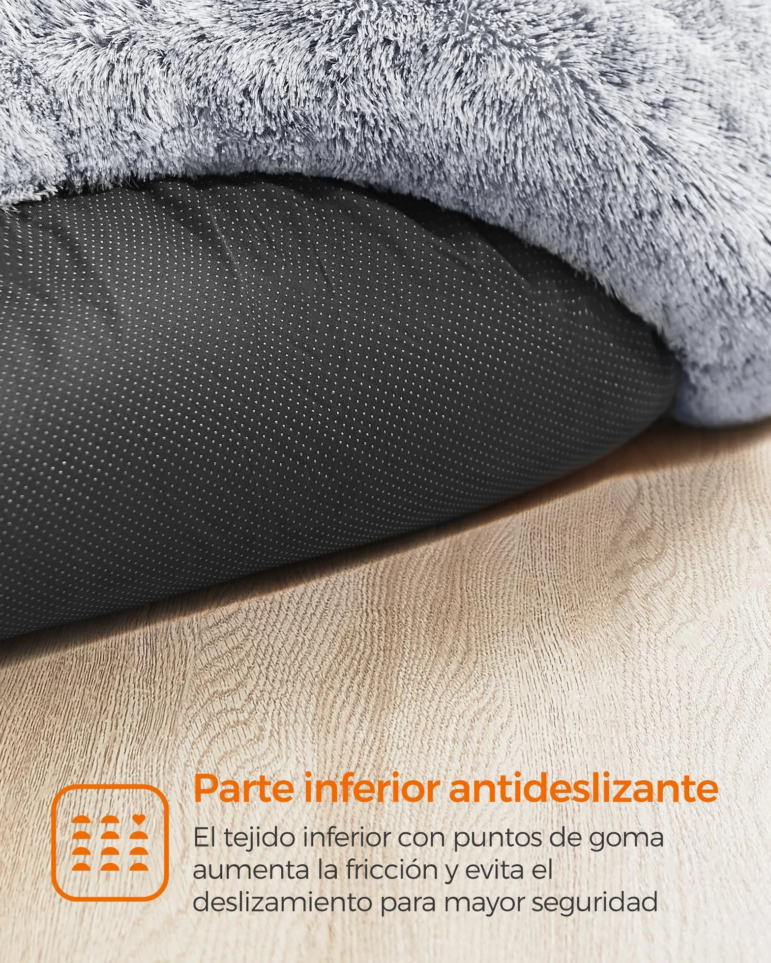 Feandrea Cama de Perros, Cama para Perros, Cojín Central Extraíble y Lavable, Alfombra de Felpa Suave y Mullida, 70 cm de Diámetro, Gris PGW039G01