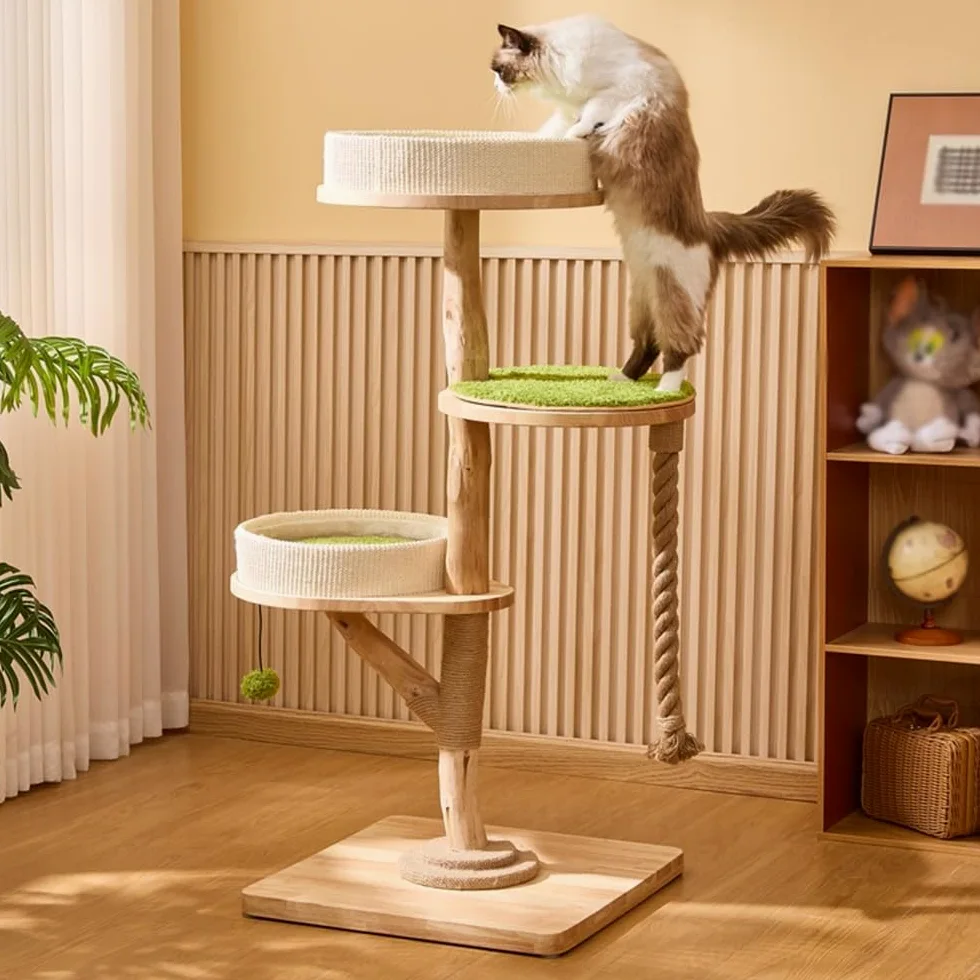 Torre para Gatos Árbol for Gatos de Gran tamaño con Marco Escalada Integrado, Cama Colgante, casa for, Juguete for Rascador(Medio)