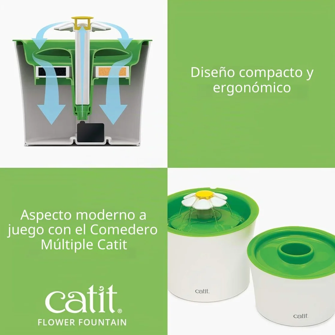 Catit 43742W Bebedero Fuente Flor 3, 3 L