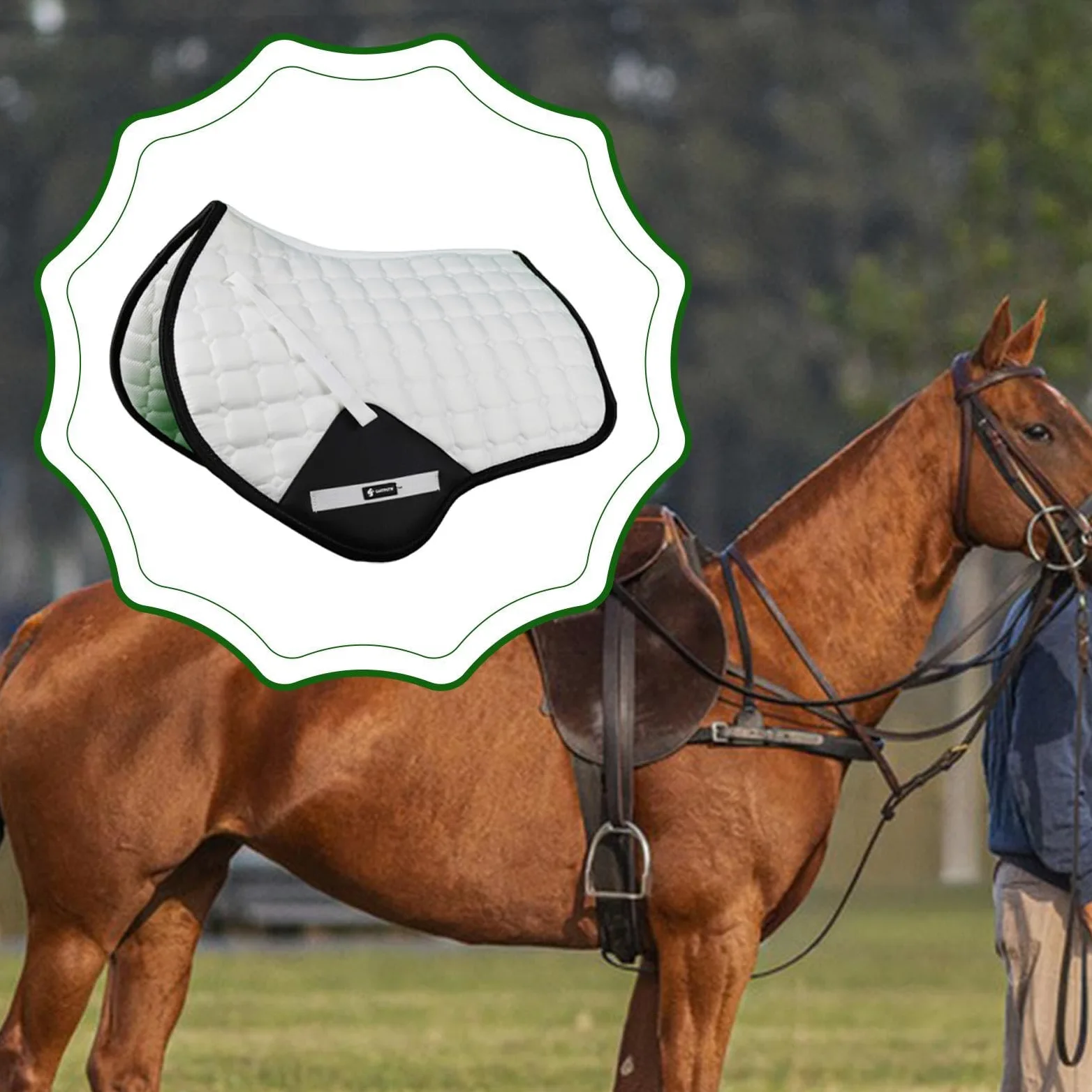 Manta para Caballo Almohadilla de Silla de Montar Cojín Ecuestre Antideslizante Absorbente de Sudor de Lona Adecuada para Entrenamiento Salto Ecuestre