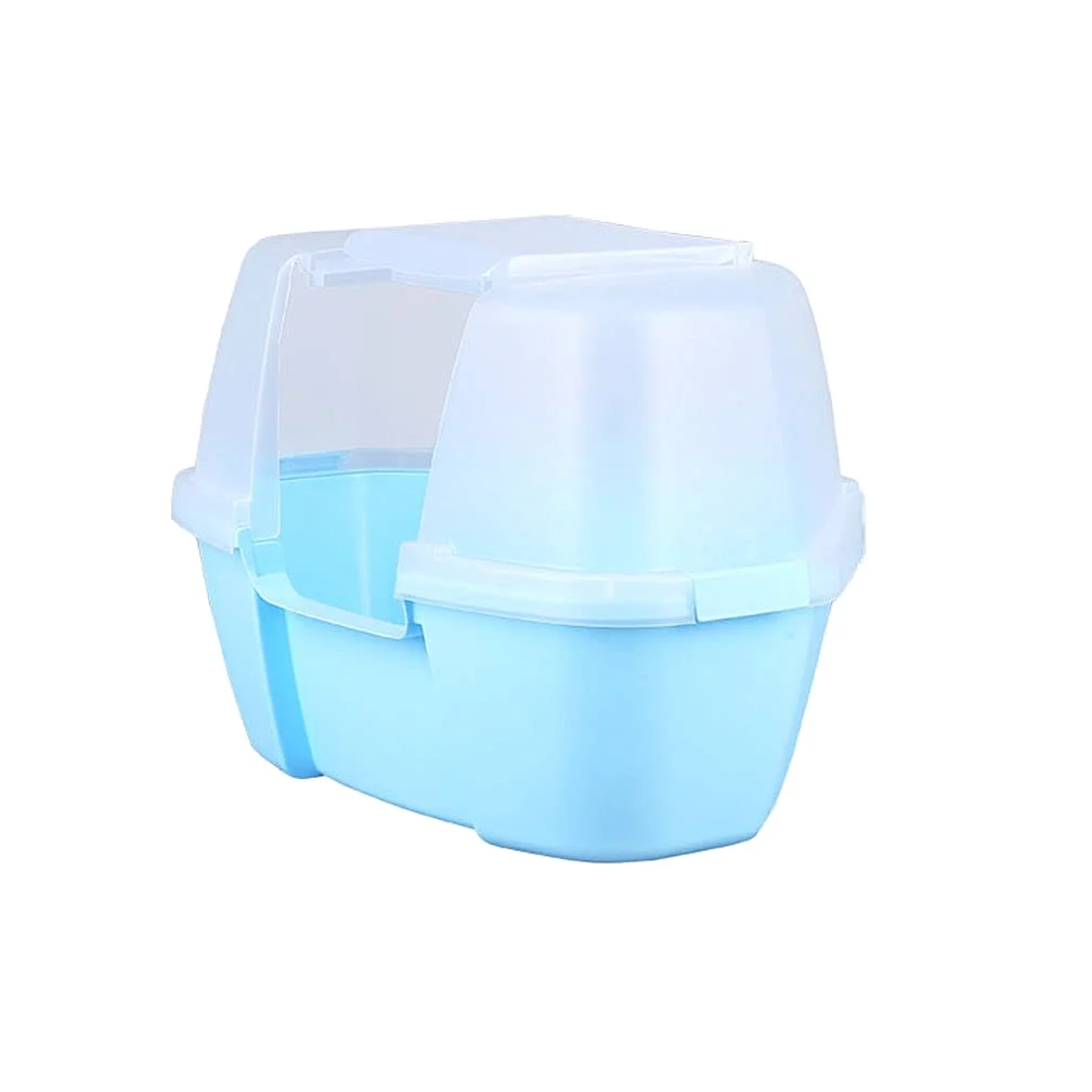 Cajas de Arena Caja de arena triangular totalmente cerrada Caja de arena de gato Desodorante Extra grande Splash-Proof Cat Litter Caja de rincón Caja de arena Caja Arenero ​Gatos ( Color : Blue )