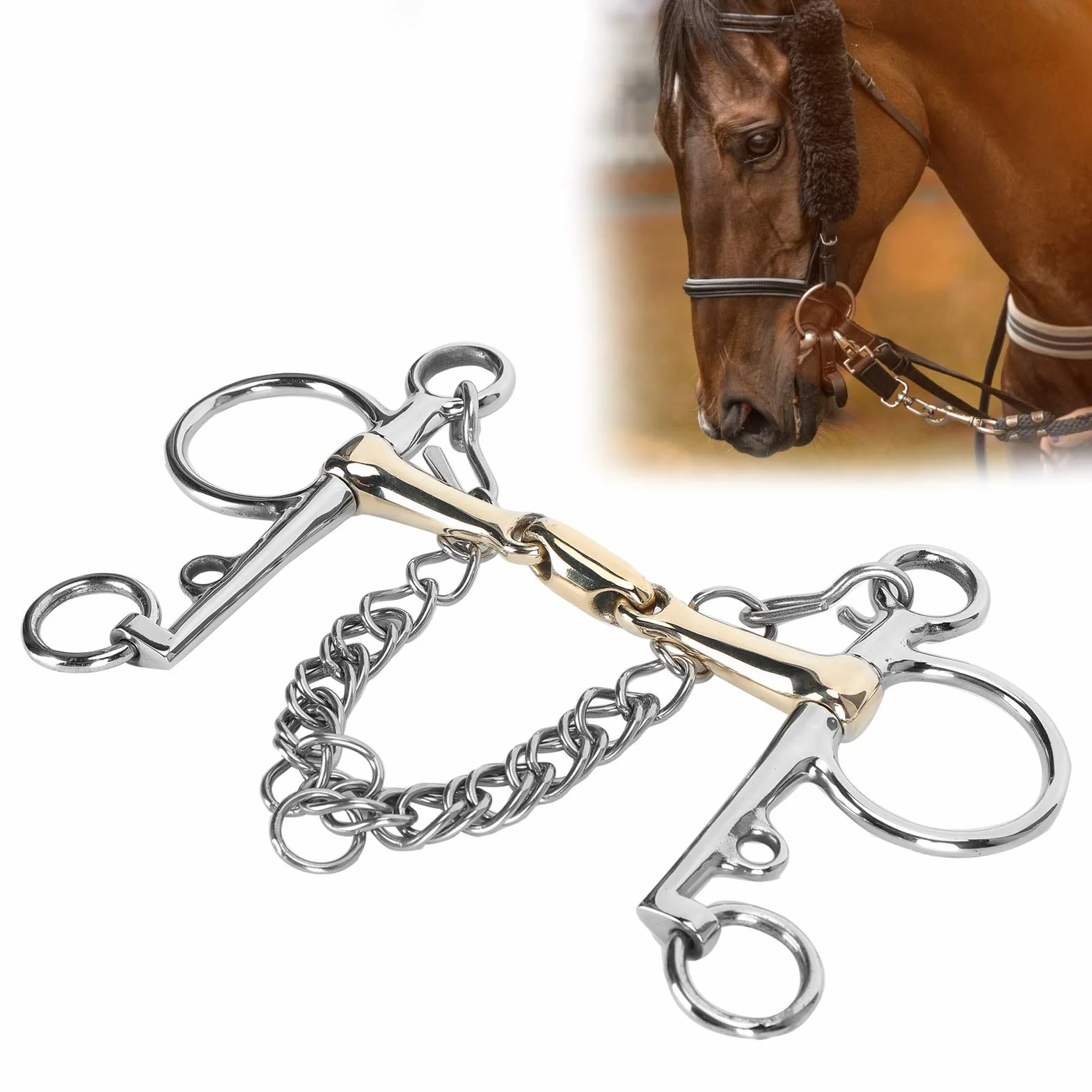 Pelham, acero inoxidable Pelham, broca Pelham de boca articulada, broca para caballo, accesorio para broca Pelham de acero inoxidable